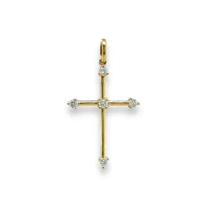 18K Y Gold G/SI1 0.12ctw Diamond Cross