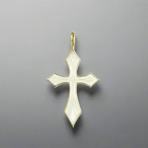 18K Y Gold White Enamel White Cross