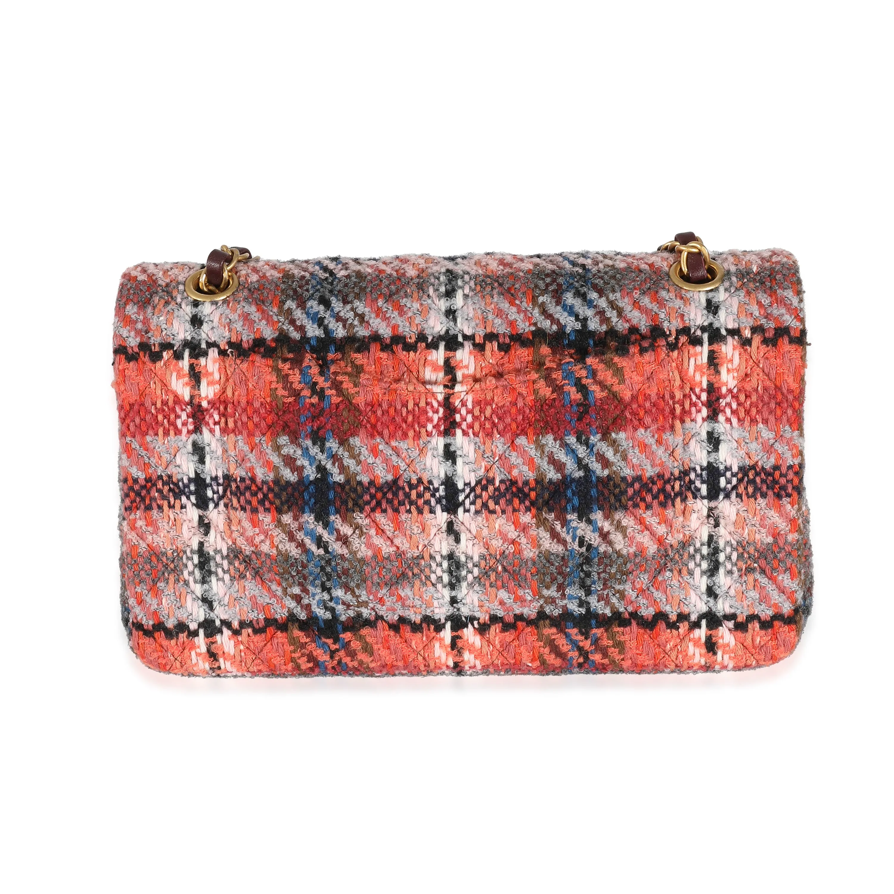 21B Brown Red Tweed Medium Classic Double Flap Bag