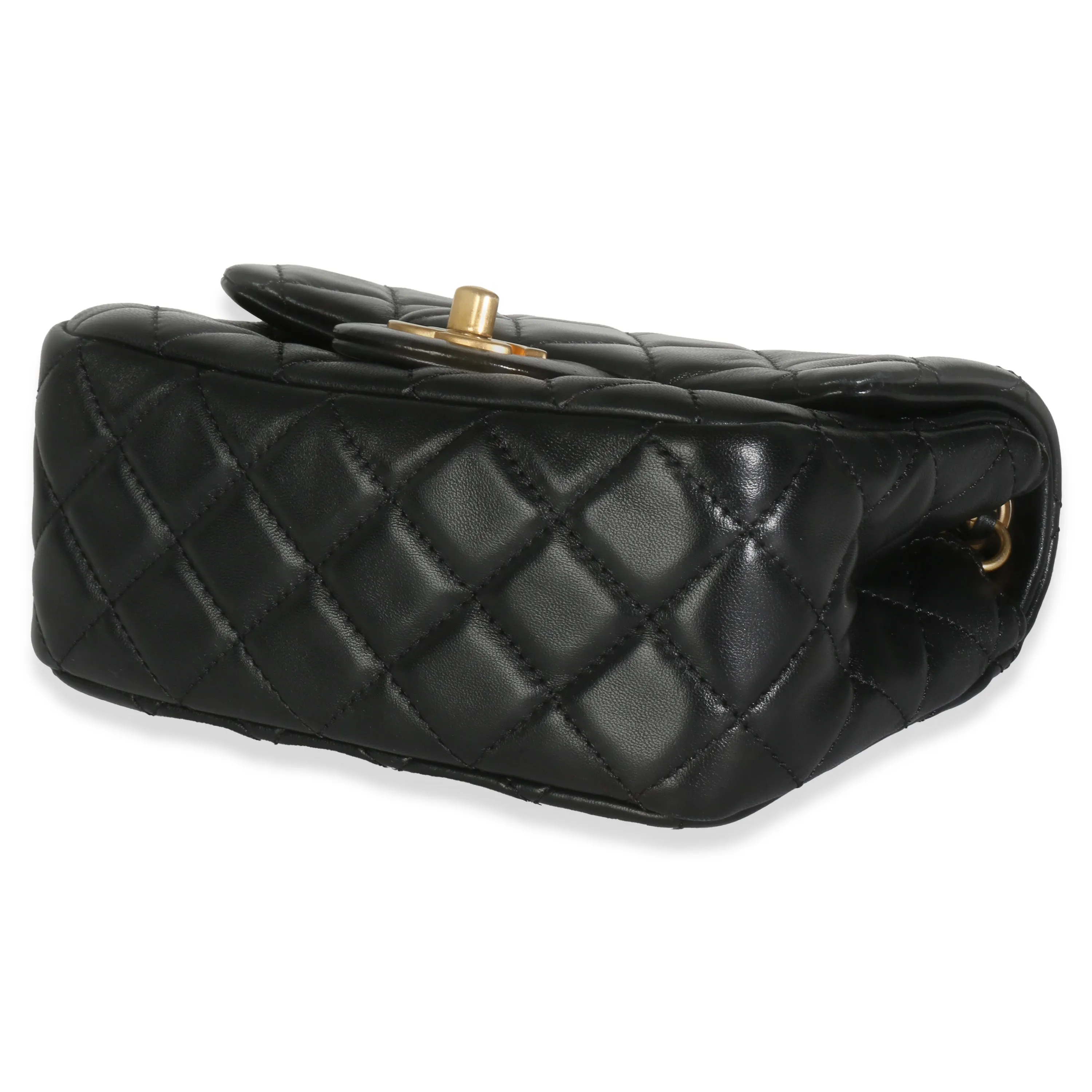 22C Black Quilted Lambskin Pearl Crush Mini Flap Bag