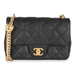 23P Black Quilted Caviar Sweetheart Mini Flap Bag