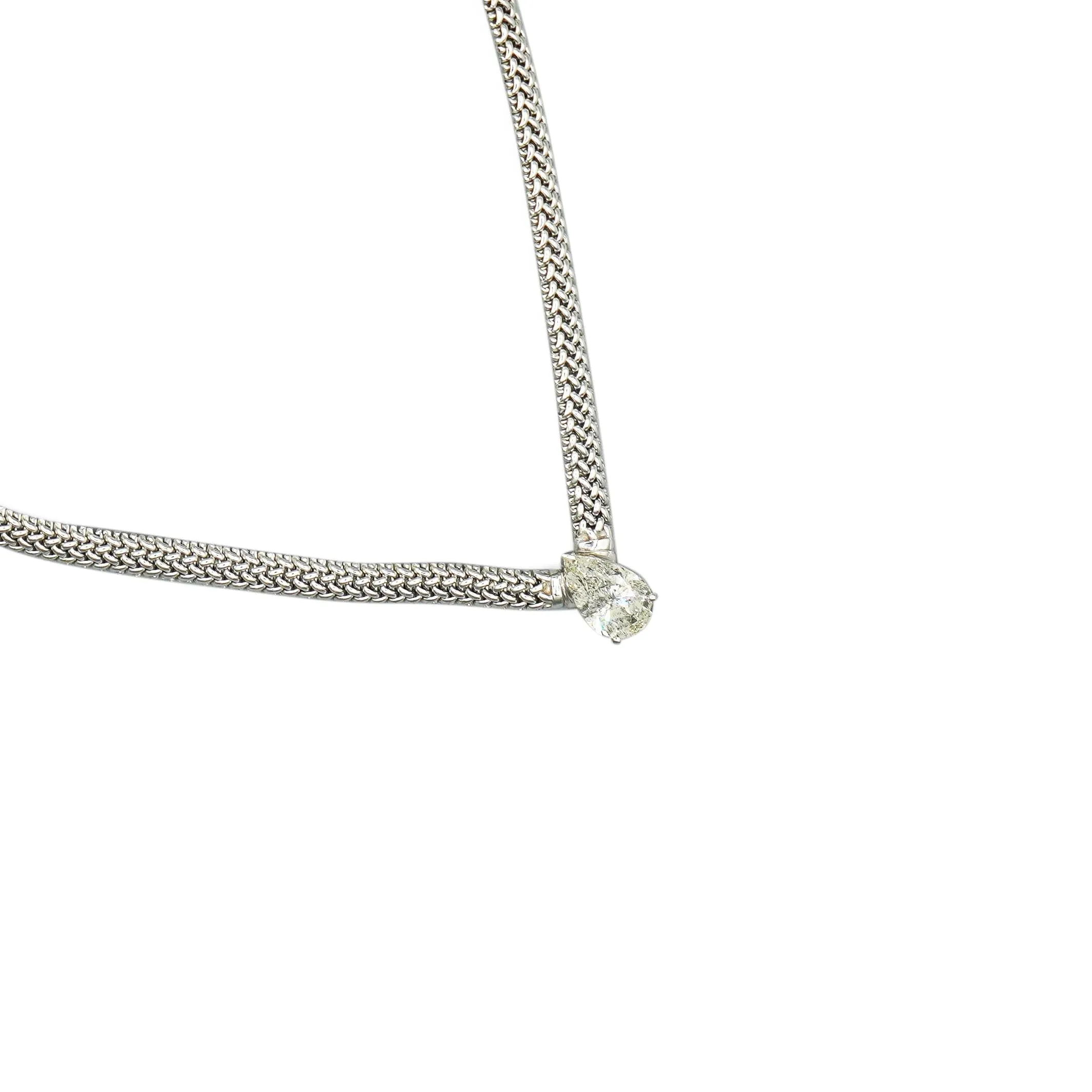 5.62 Carat Pear Diamond Solitaire Drop Pendant Necklace 18K White Gold