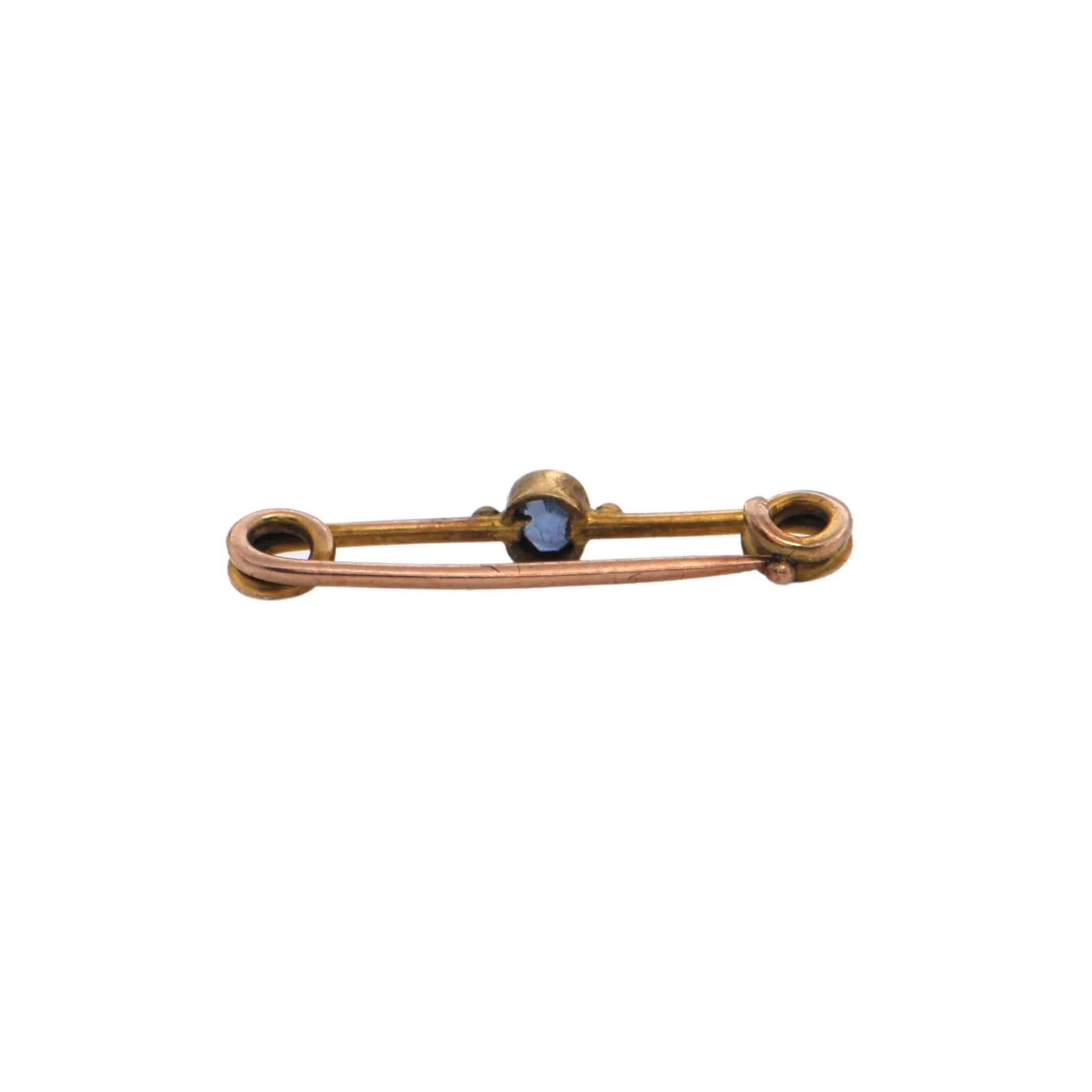 Antique Sapphire safety pin style 9k Gold Pearl Shortener