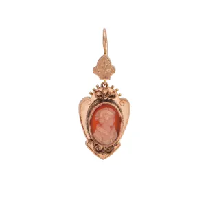 Antique Shell Cameo 14K Gold Pendant