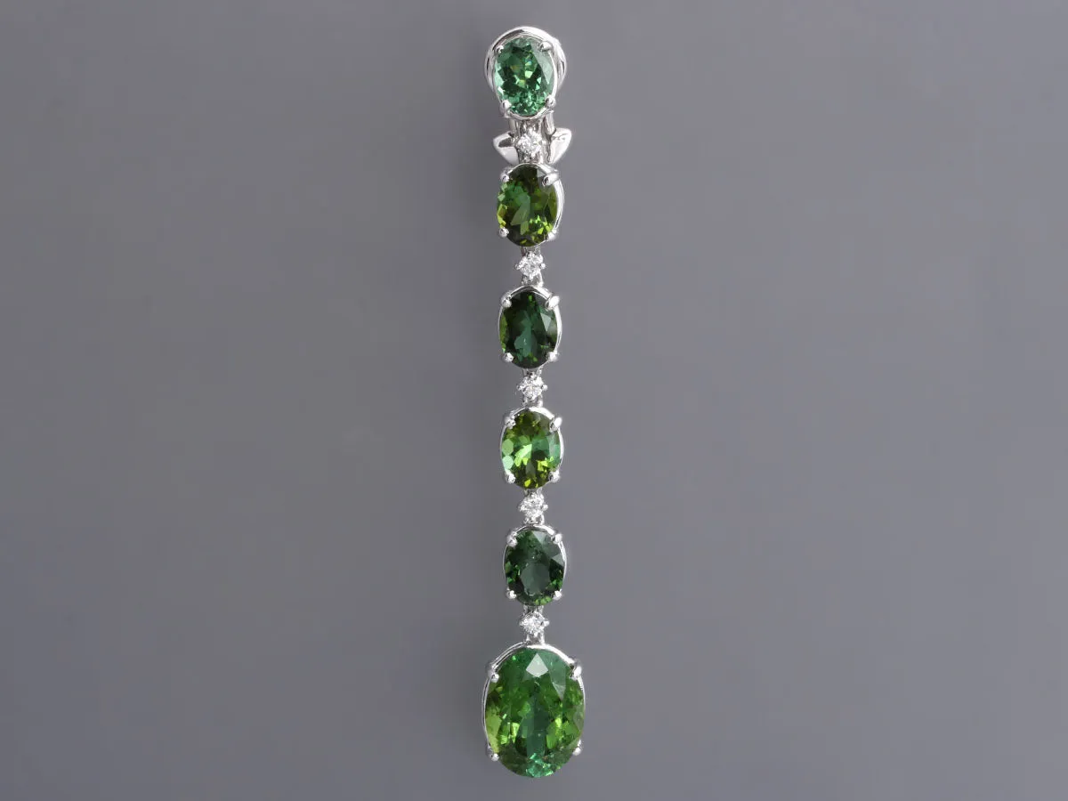 Antonini Milano 18K White Gold Tourmaline Diamond Pierced Drop Earrings