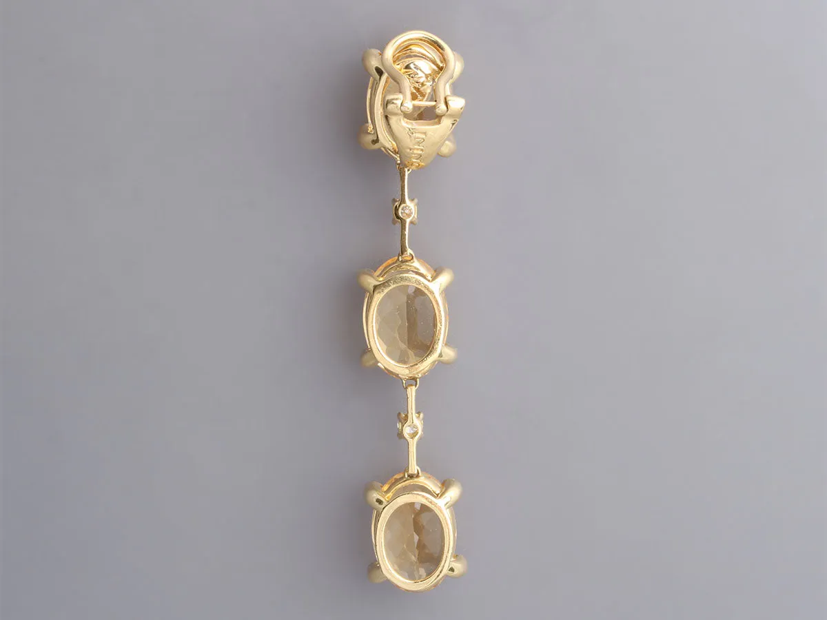 Antonini Milano 18K Yellow Gold Citrine Diamond Pierced Drop Earrings