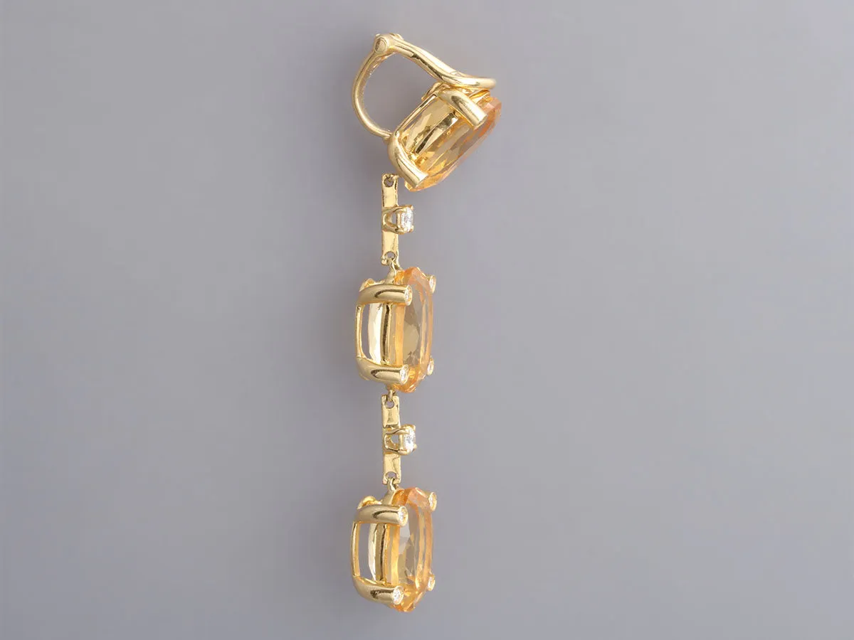 Antonini Milano 18K Yellow Gold Citrine Diamond Pierced Drop Earrings