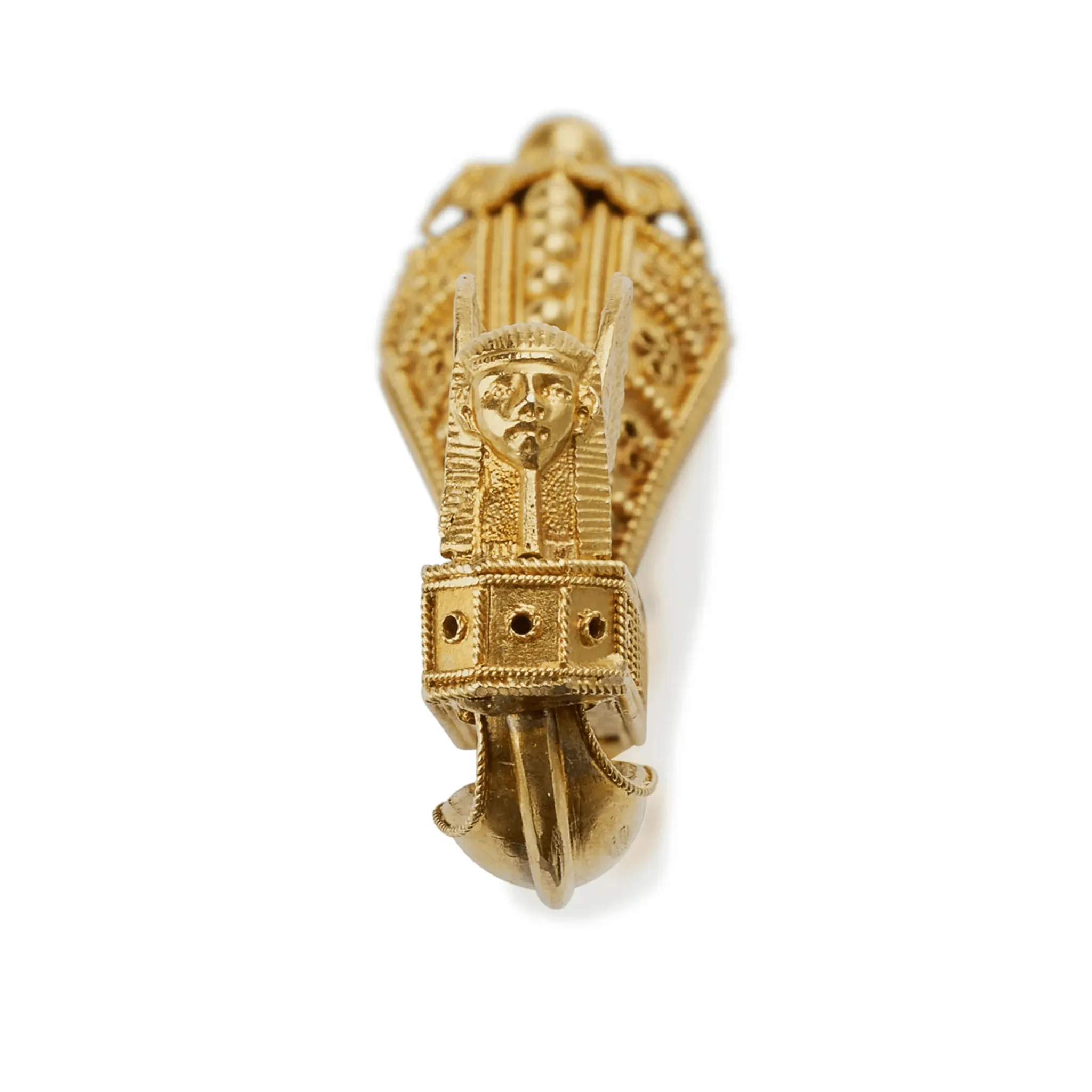 Archaeological Revival 18KT Yellow Gold Fibula Brooch