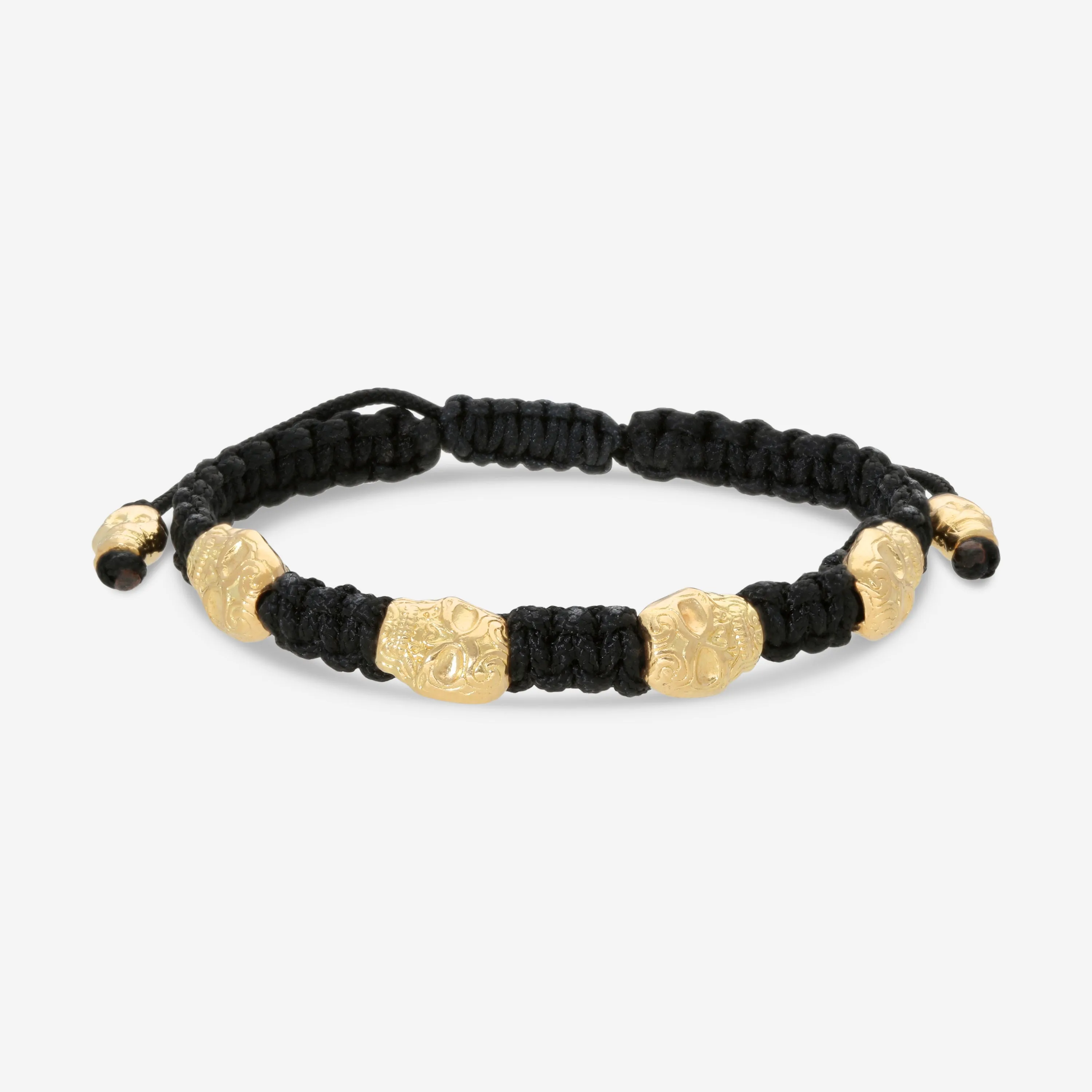 Armenta Men's Romero 18K Yellow Gold & Black Woven Cord Bracelet 06013