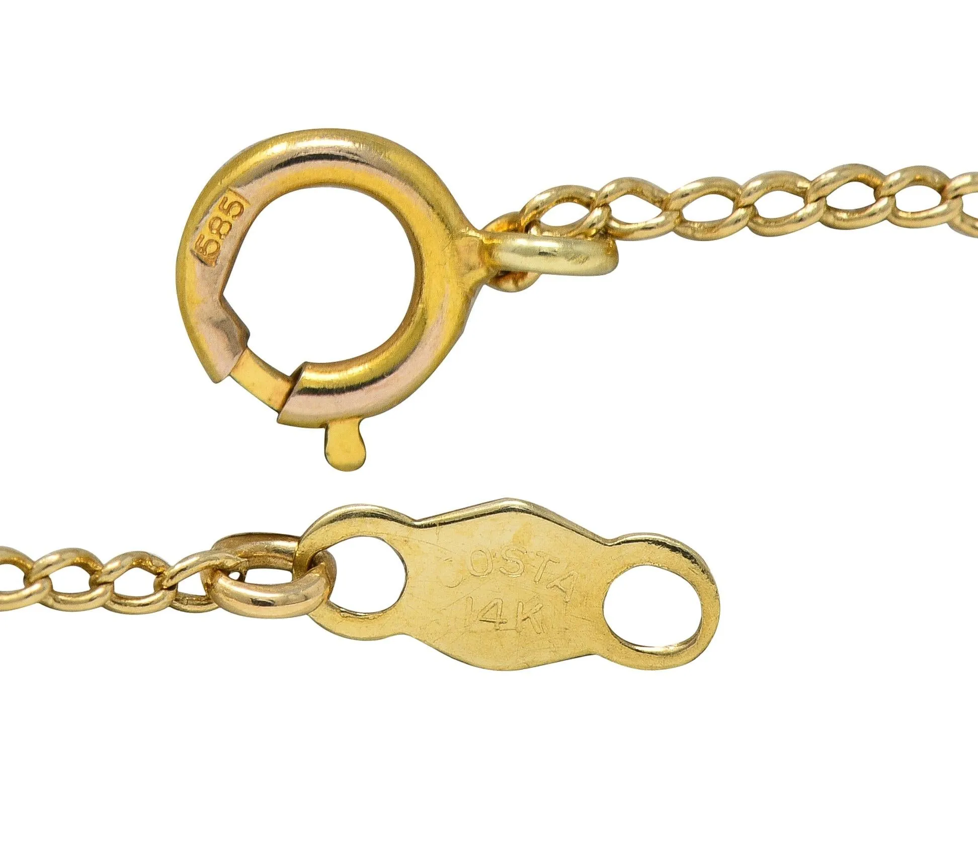 Art Nouveau Diamond Turquoise 14 Karat Yellow Gold Antique Station Chain Necklace