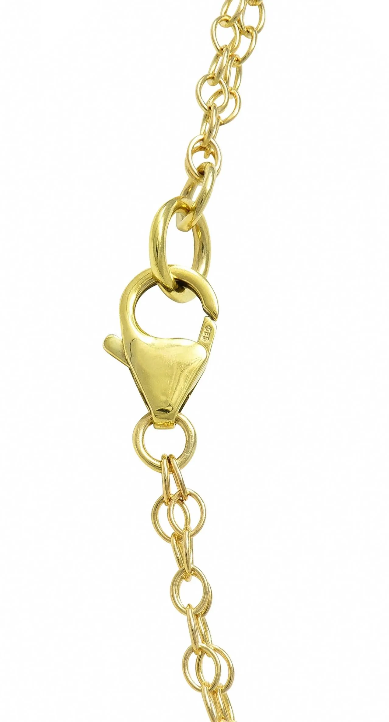 Asch Grossbardt 2000's Pearl Citrine Multi-Gem Inlay 14 Karat Gold Lariat Drop Necklace