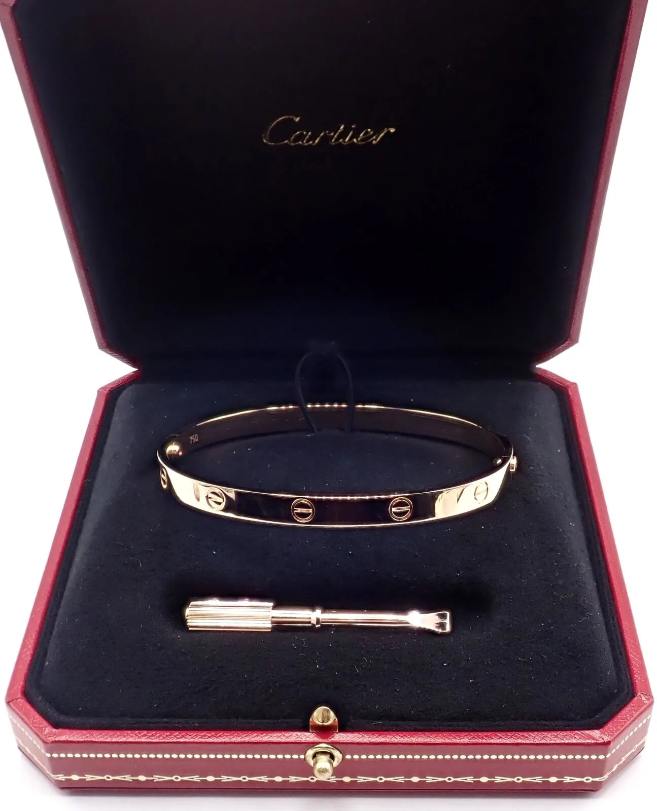 Authentic! Cartier 18k Rose Gold Love Bangle Bracelet Size 21 Paper