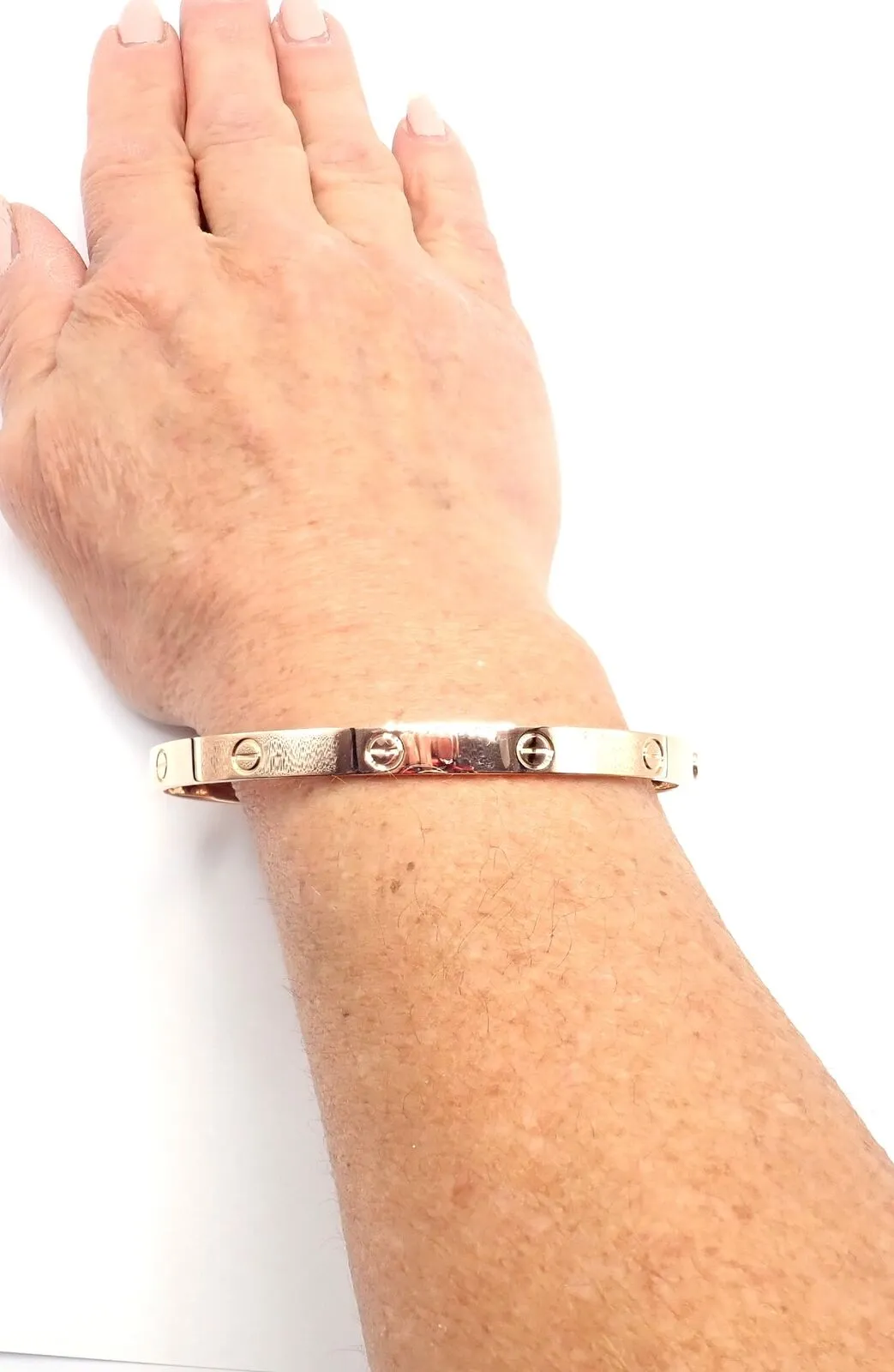 Authentic! Cartier 18k Rose Gold Love Bangle Bracelet Size 21 Paper