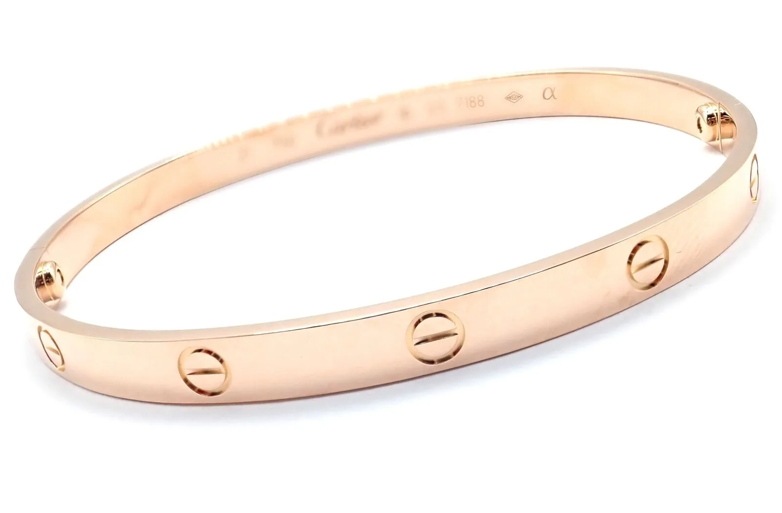 Authentic! Cartier 18k Rose Gold Love Bangle Bracelet Size 21 Paper