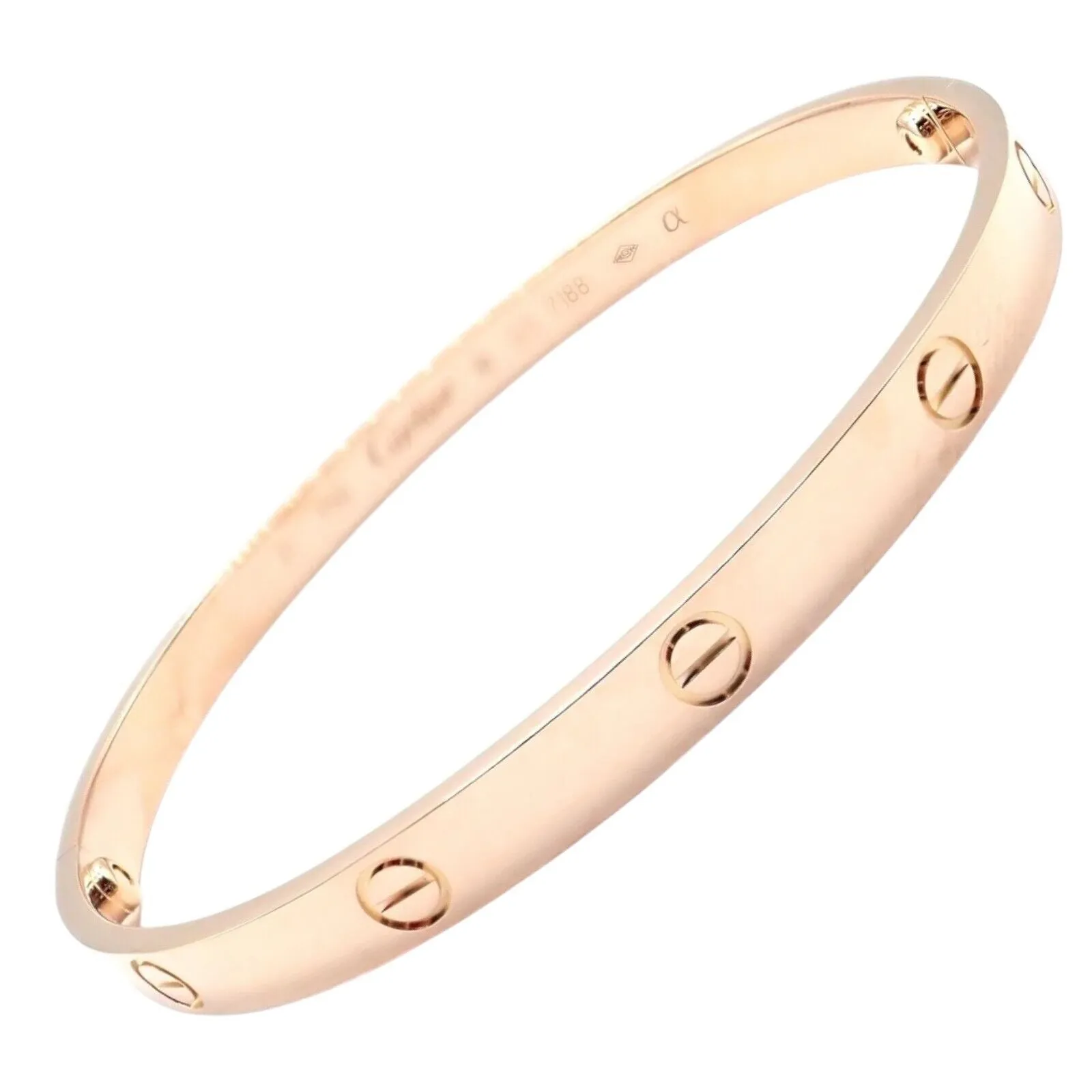 Authentic! Cartier 18k Rose Gold Love Bangle Bracelet Size 21 Paper
