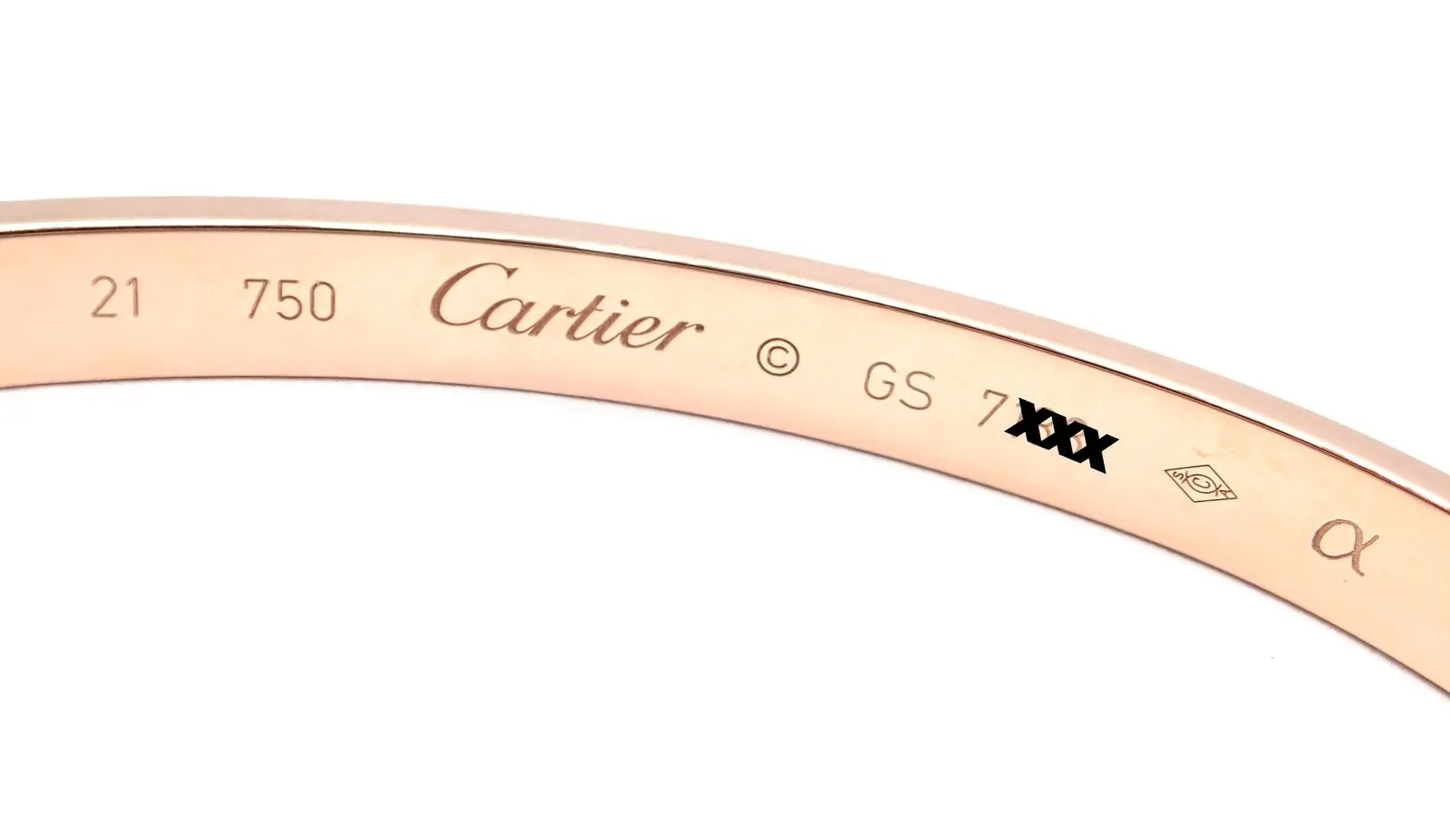 Authentic! Cartier 18k Rose Gold Love Bangle Bracelet Size 21 Paper