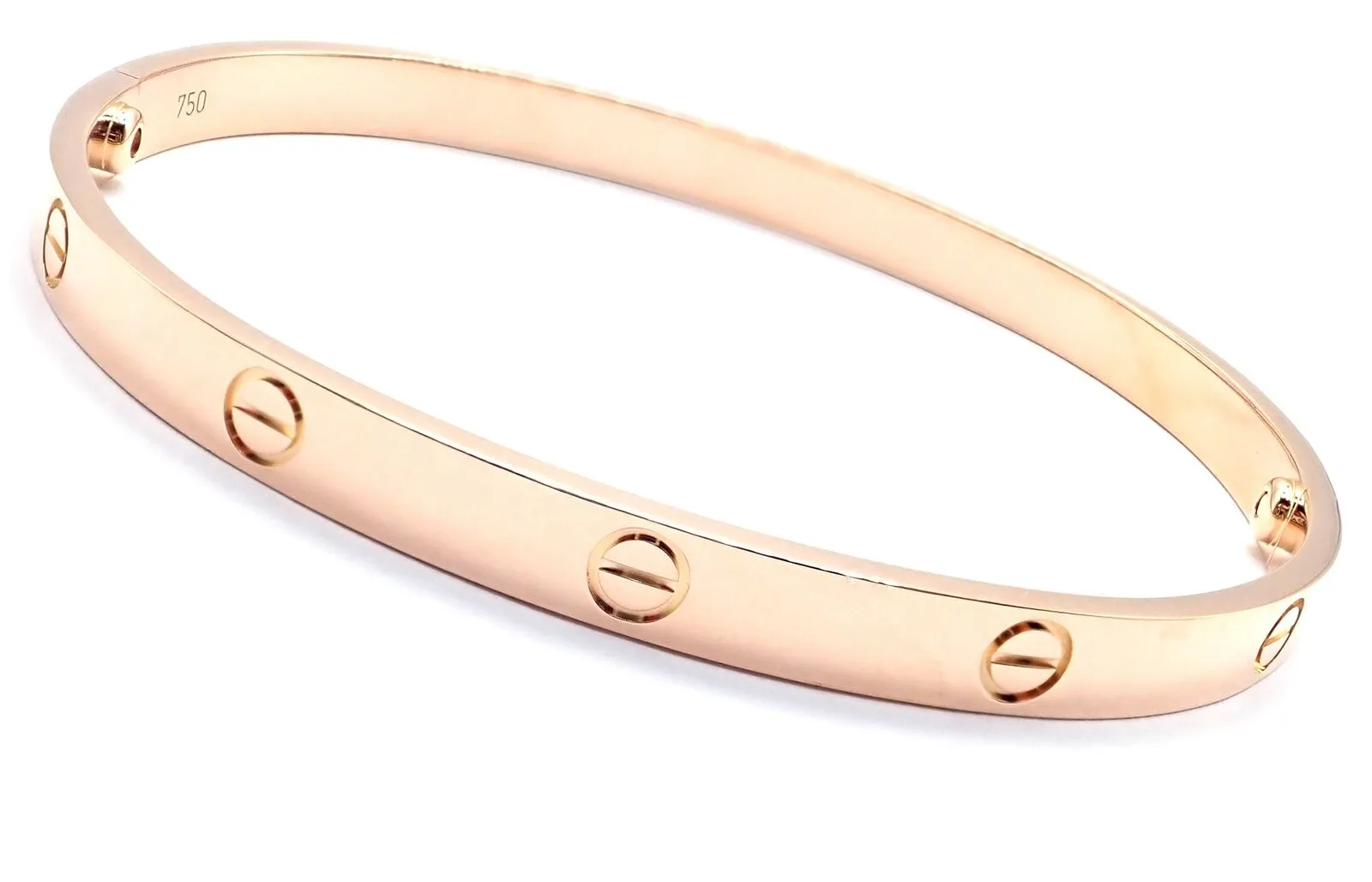 Authentic! Cartier 18k Rose Gold Love Bangle Bracelet Size 21 Paper