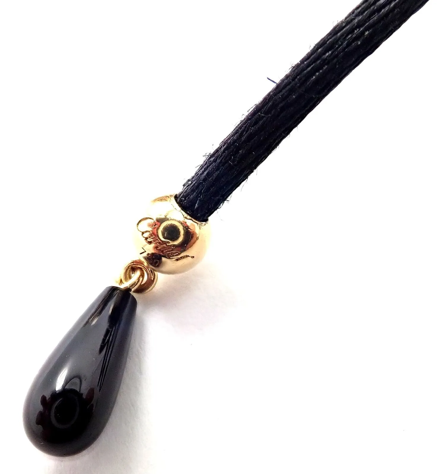 Authentic Cartier Panther Panthere 18k Yellow Gold Peridot Lacquer Cord Necklace