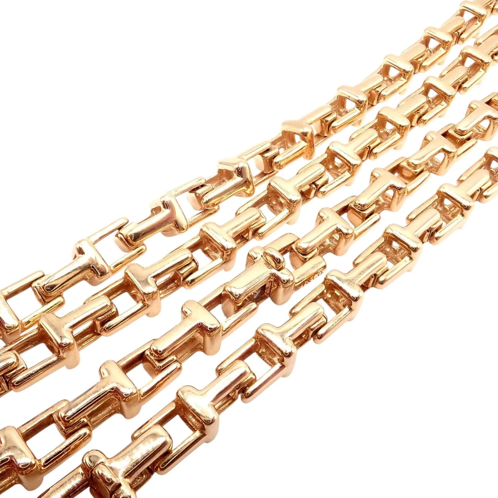 Authentic! Tiffany & Co 18k Rose Gold T Chain Link Long Necklace 20.5"