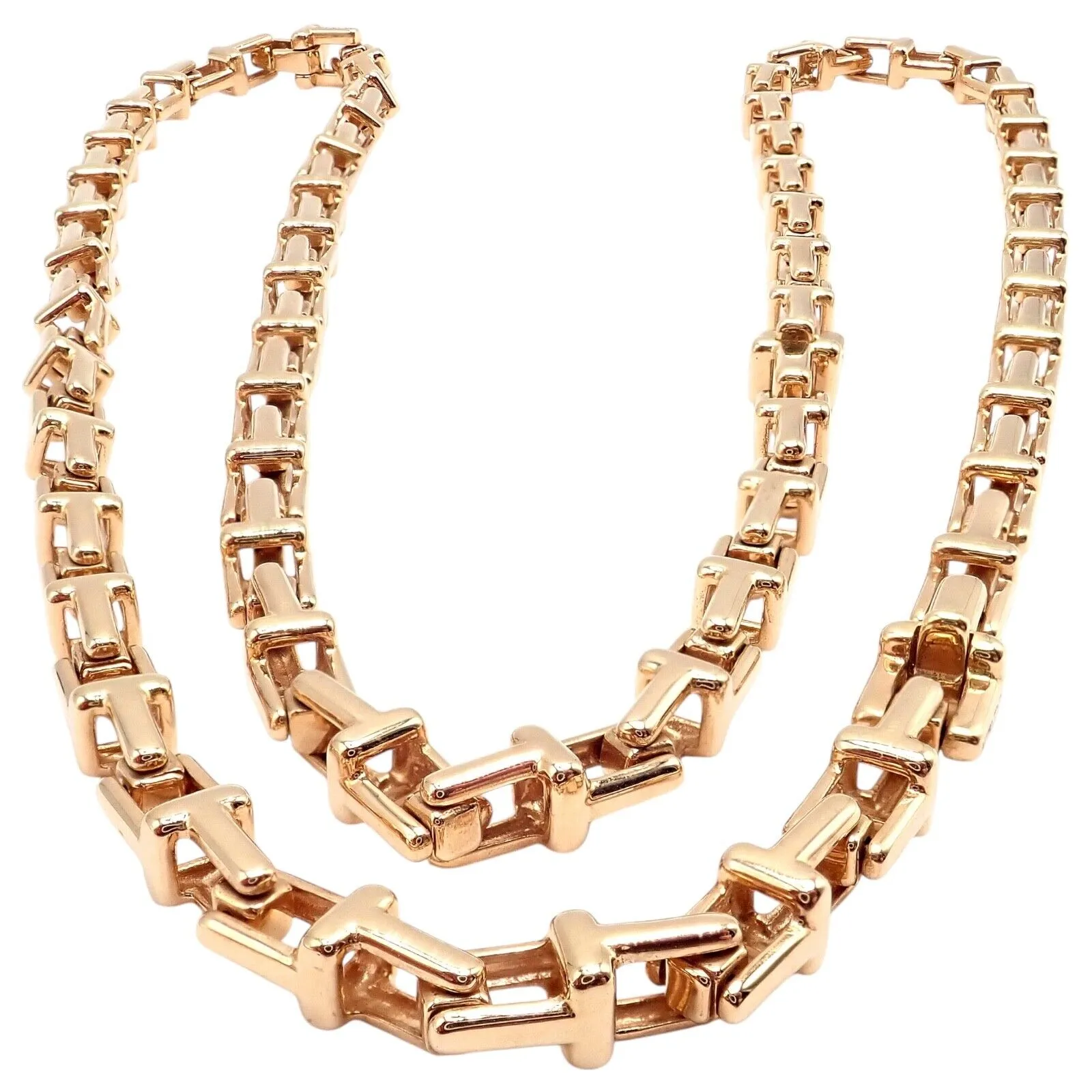 Authentic! Tiffany & Co 18k Rose Gold T Chain Link Long Necklace 20.5"