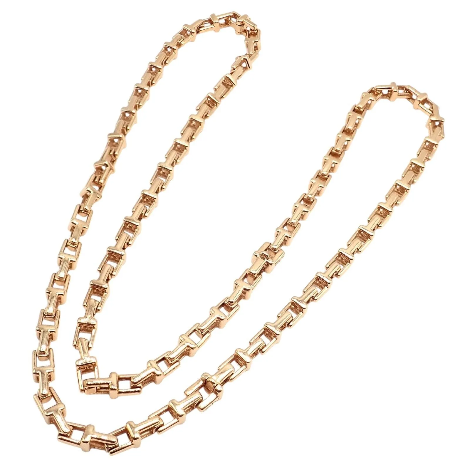 Authentic! Tiffany & Co 18k Rose Gold T Chain Link Long Necklace 20.5"