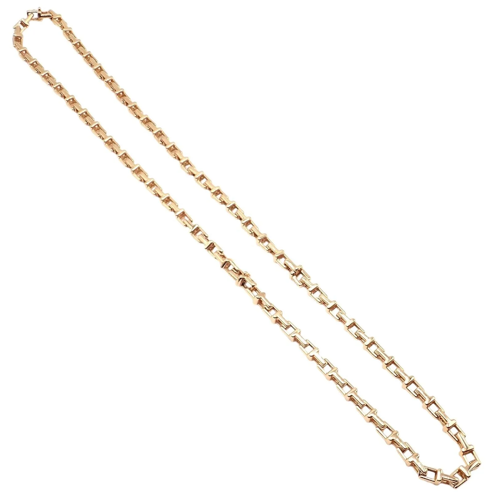 Authentic! Tiffany & Co 18k Rose Gold T Chain Link Long Necklace 20.5"