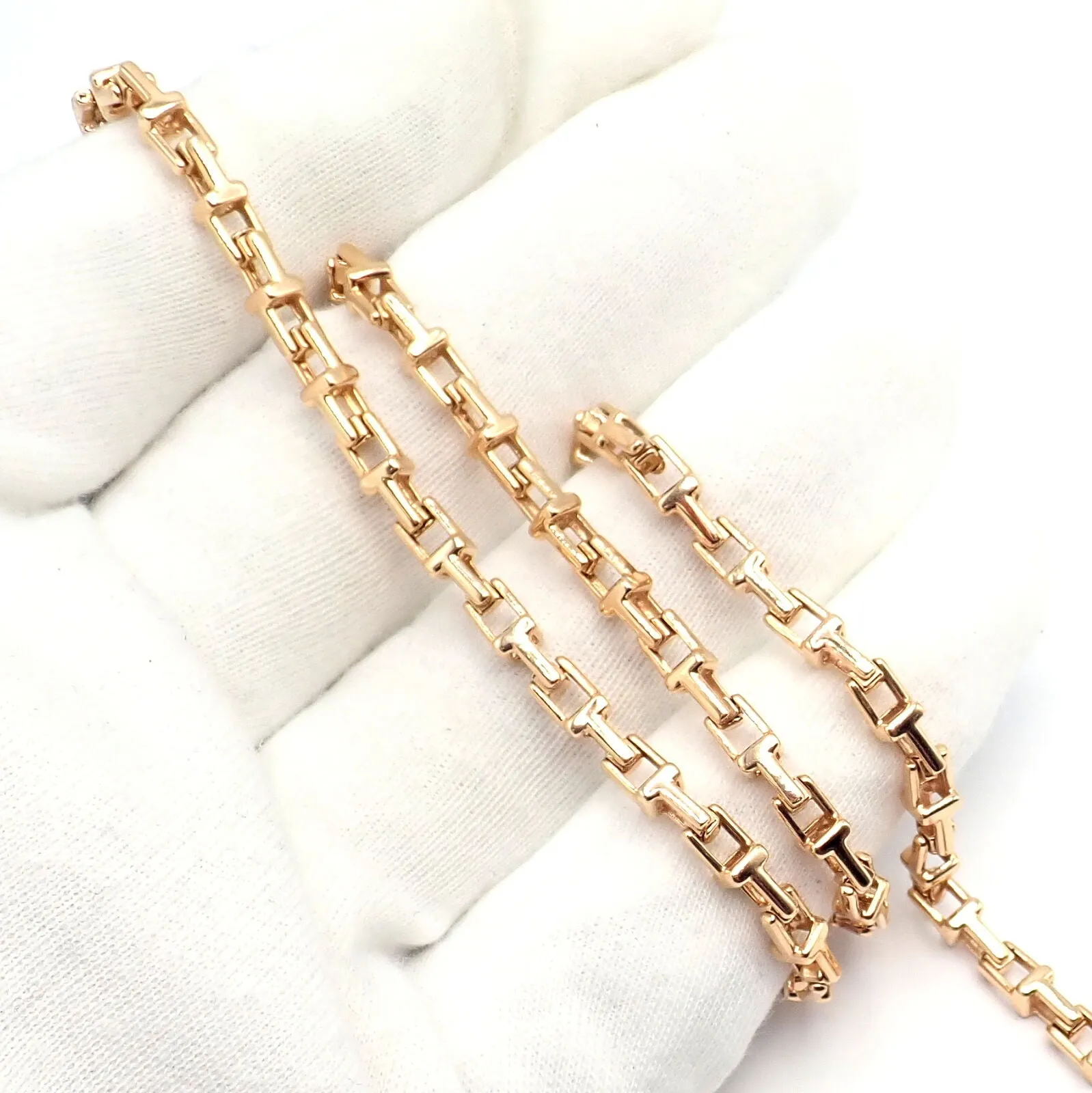 Authentic! Tiffany & Co 18k Rose Gold T Chain Link Long Necklace 20.5"