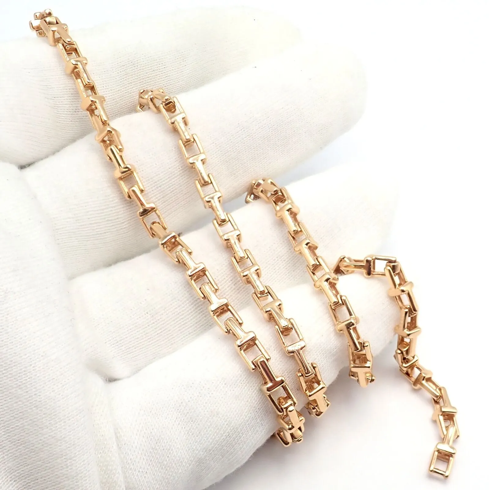 Authentic! Tiffany & Co 18k Rose Gold T Chain Link Long Necklace 20.5"