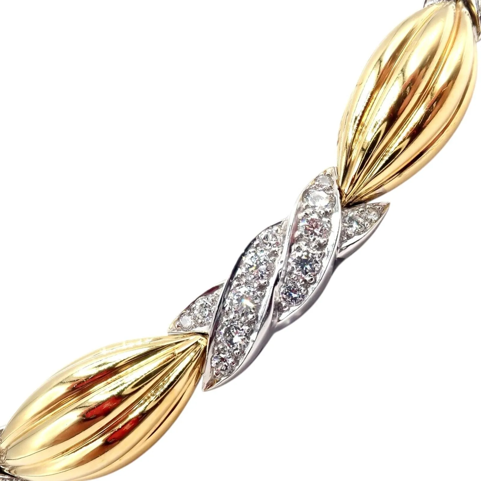 Authentic! Tiffany & Co 18k Yellow   White Gold 4ct Diamond Candy Necklace