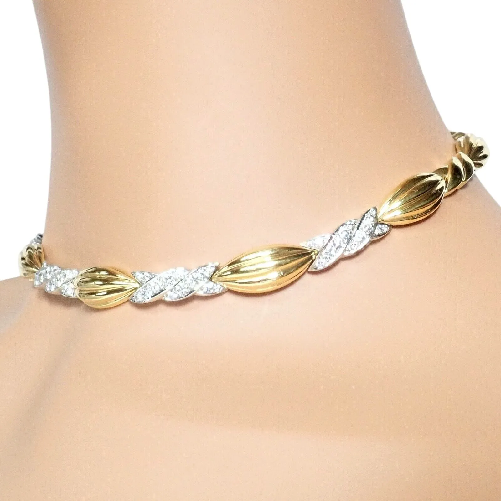 Authentic! Tiffany & Co 18k Yellow   White Gold 4ct Diamond Candy Necklace