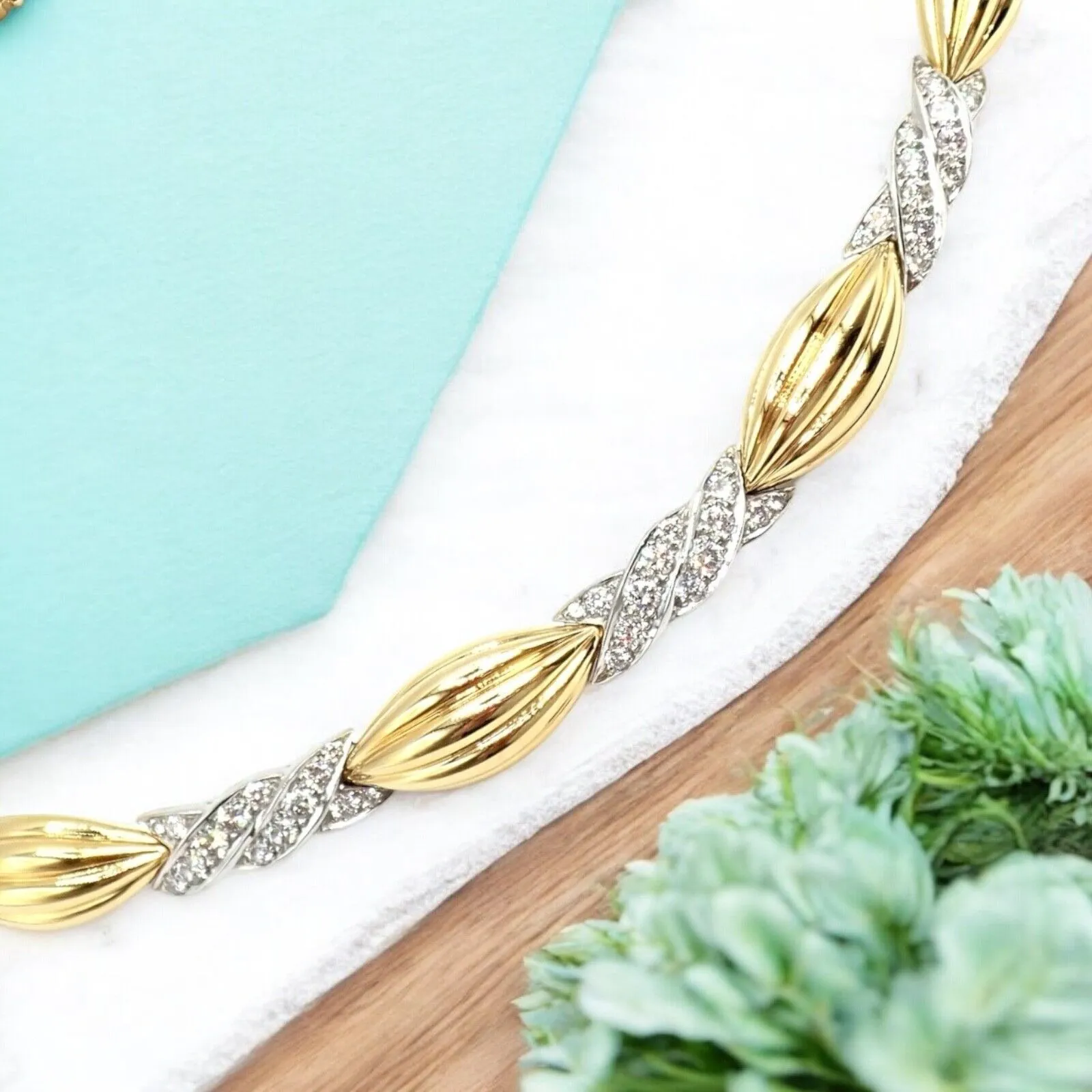 Authentic! Tiffany & Co 18k Yellow   White Gold 4ct Diamond Candy Necklace