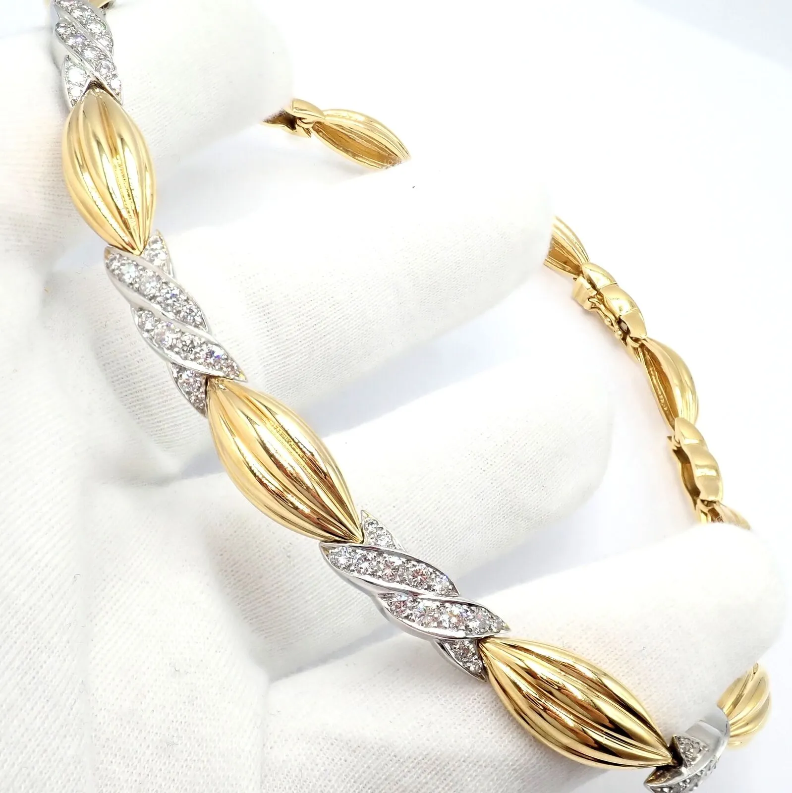 Authentic! Tiffany & Co 18k Yellow   White Gold 4ct Diamond Candy Necklace