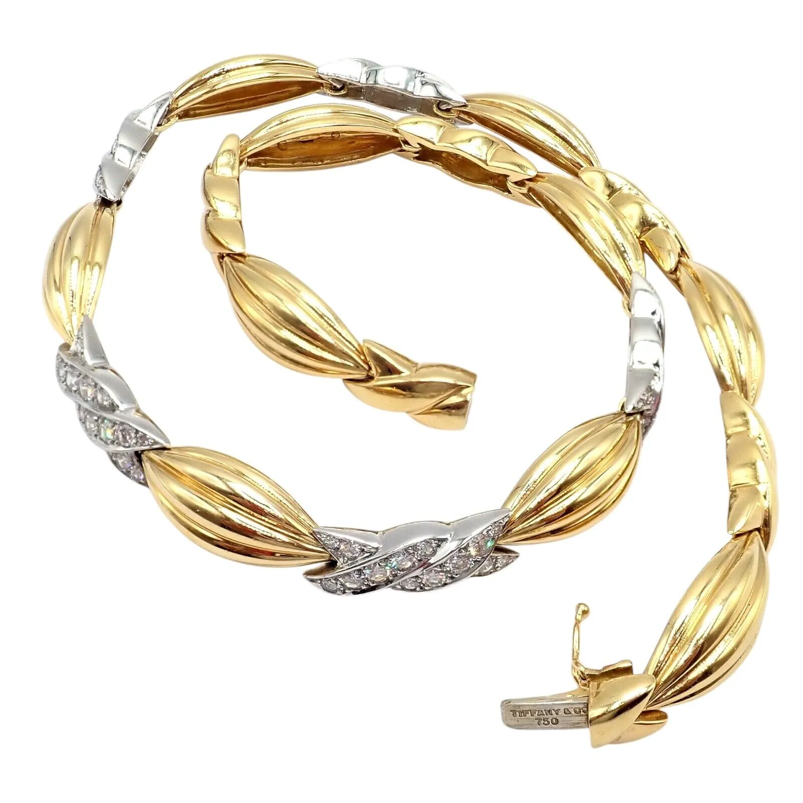 Authentic! Tiffany & Co 18k Yellow   White Gold 4ct Diamond Candy Necklace