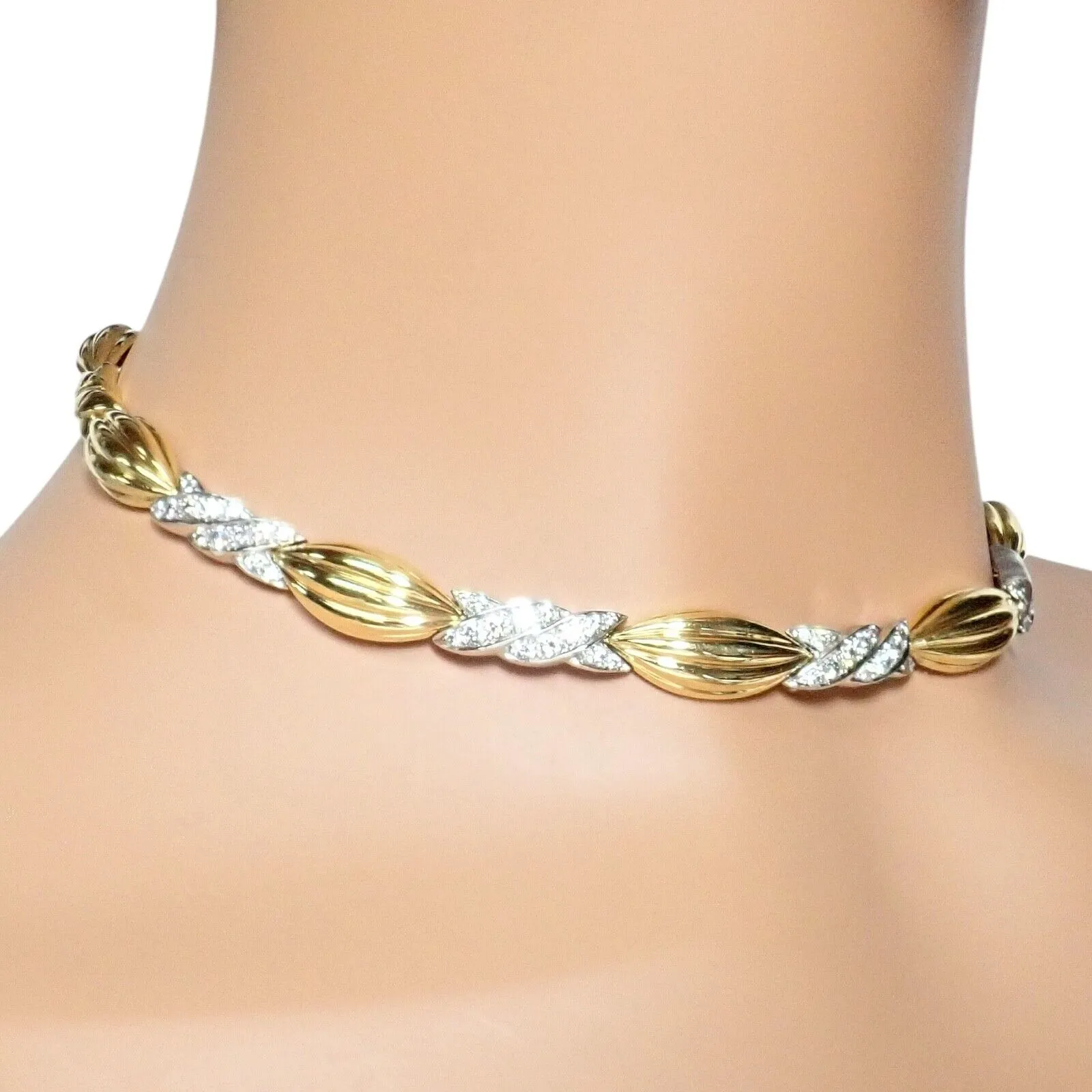 Authentic! Tiffany & Co 18k Yellow   White Gold 4ct Diamond Candy Necklace