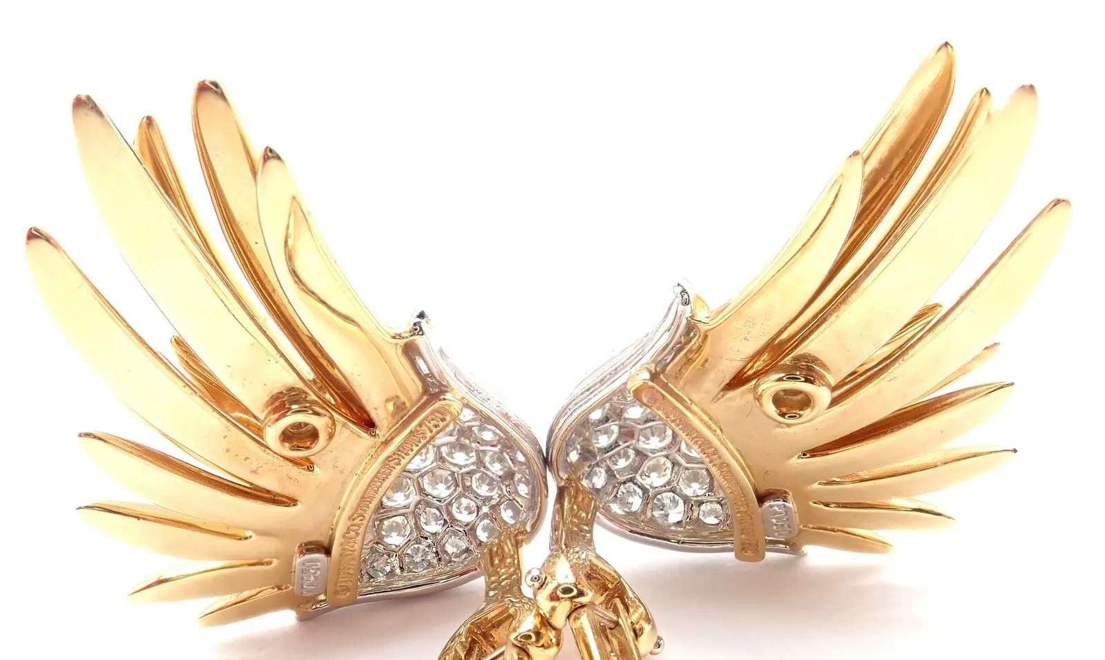 Authentic! Tiffany & Co Schlumberger Flame 18k Gold Platinum Diamond Earrings