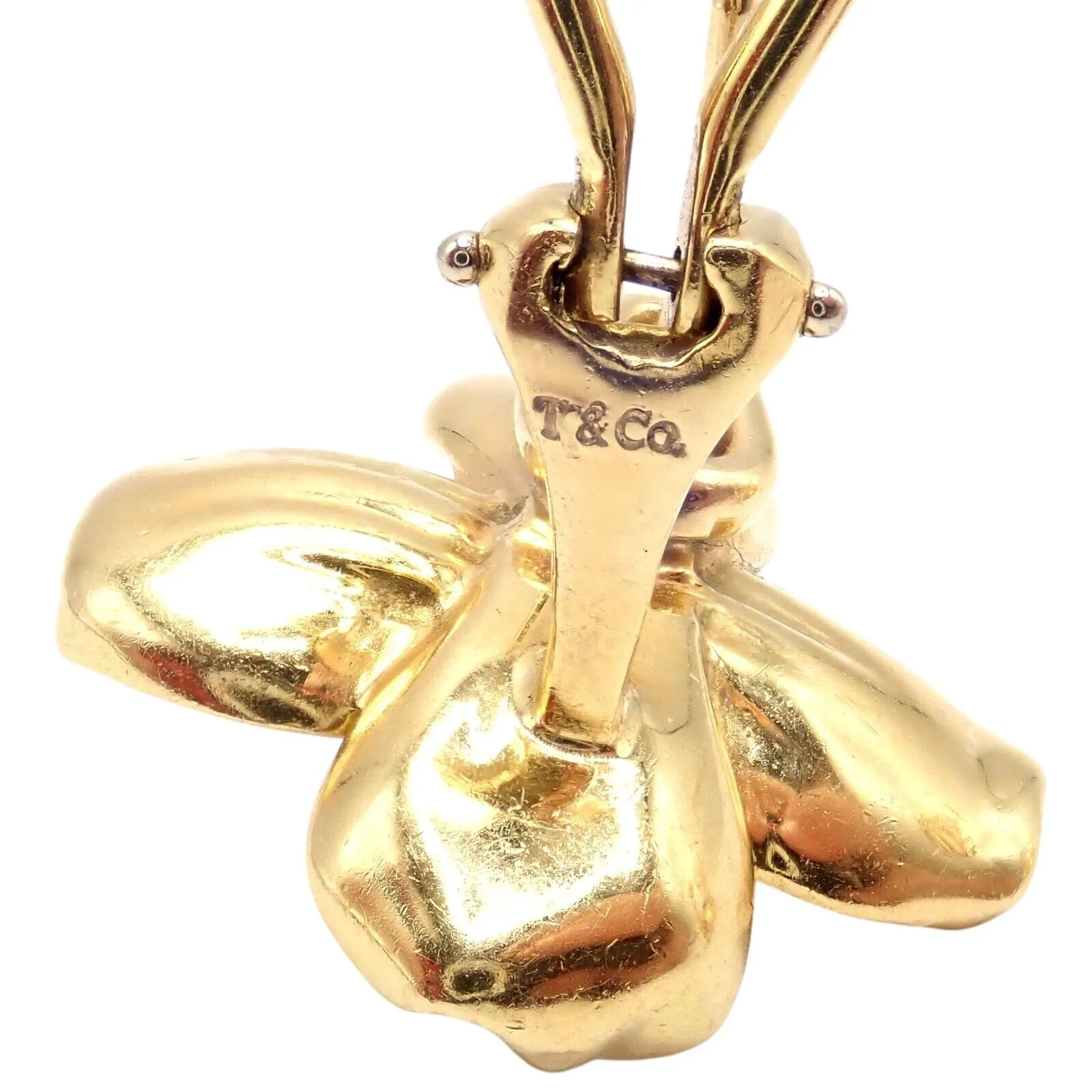 Authentic! Vintage Tiffany & Co 18K Yellow Gold Dogwood Flower Earrings