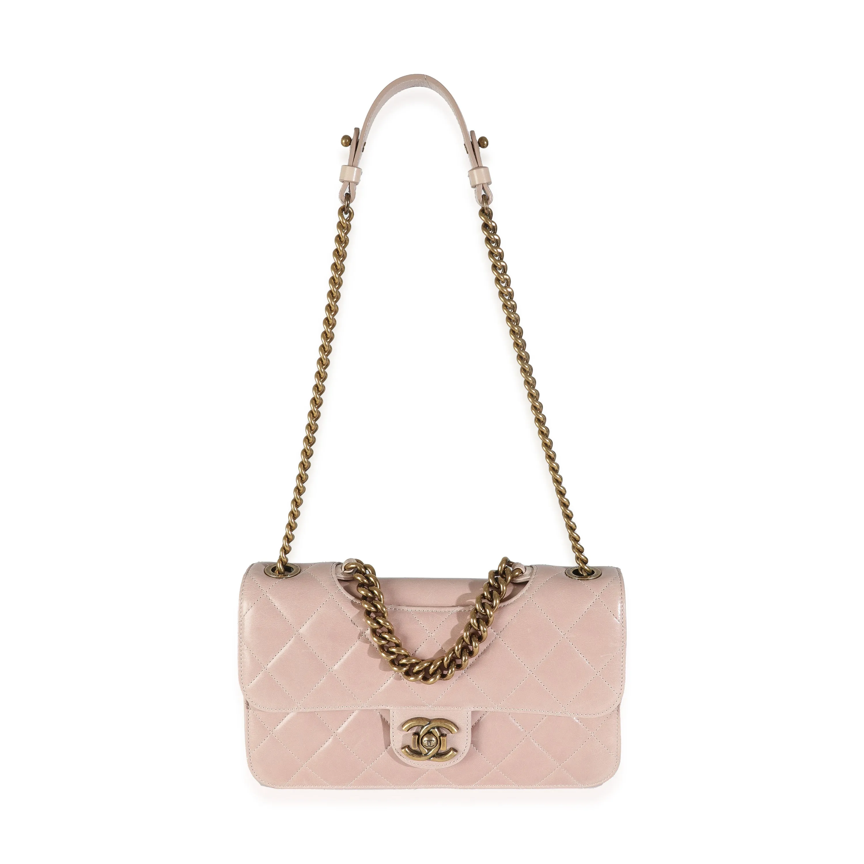 Beige Quilted Calfskin Perfect Edge Flap Bag
