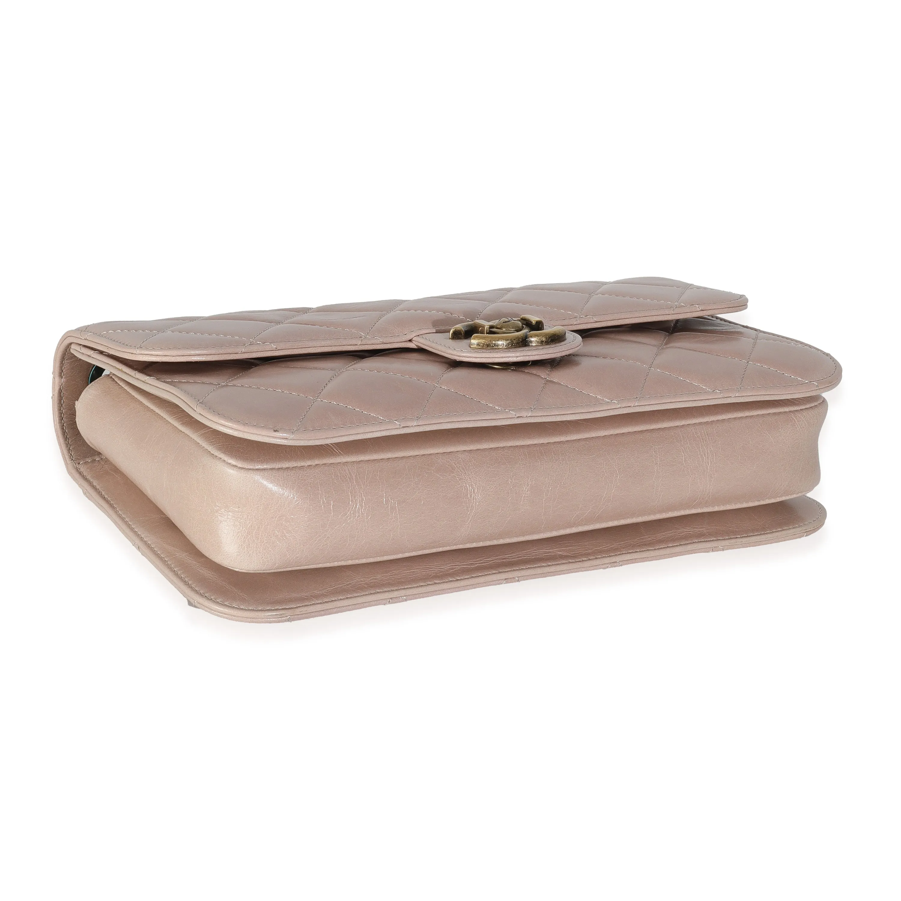 Beige Quilted Calfskin Perfect Edge Flap Bag