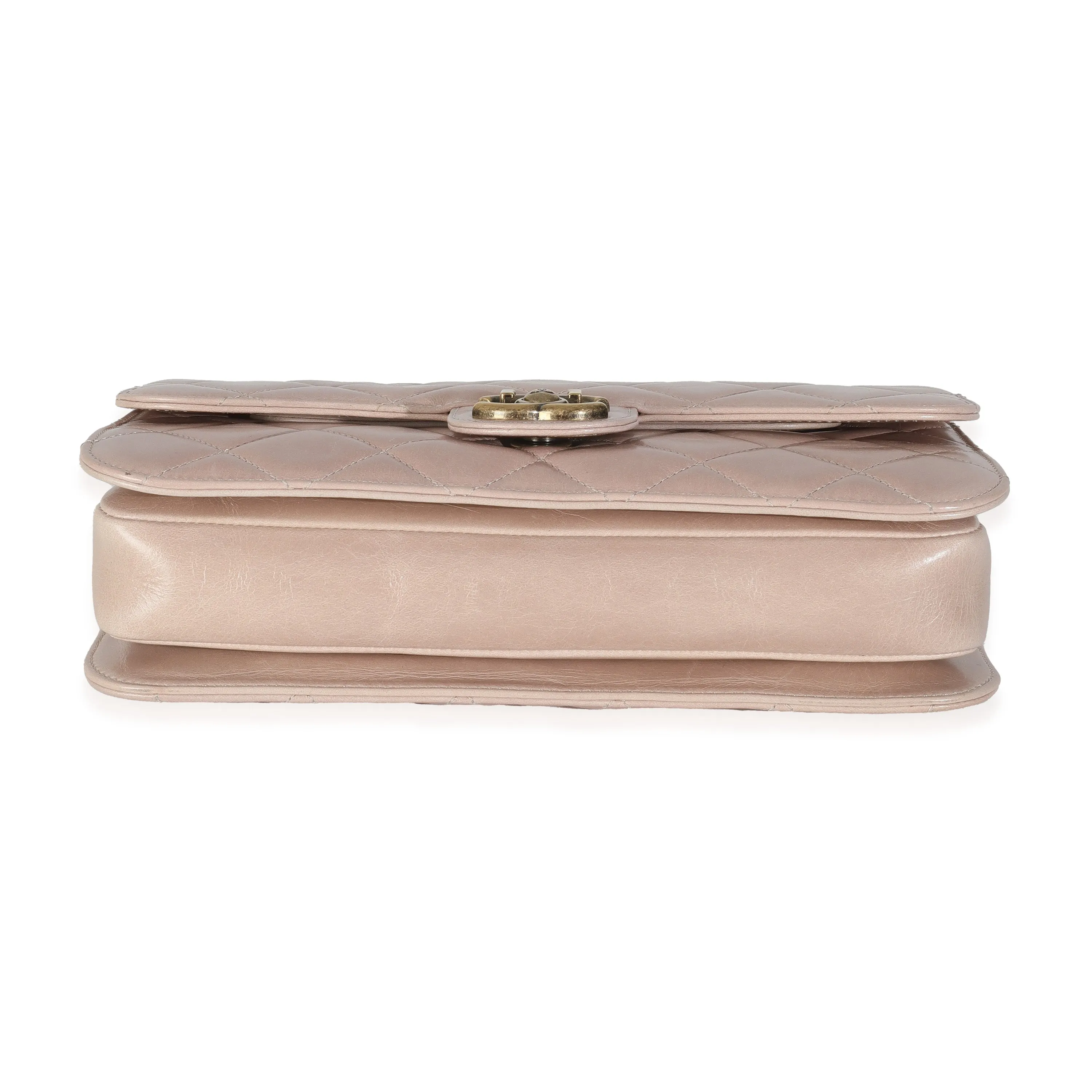 Beige Quilted Calfskin Perfect Edge Flap Bag