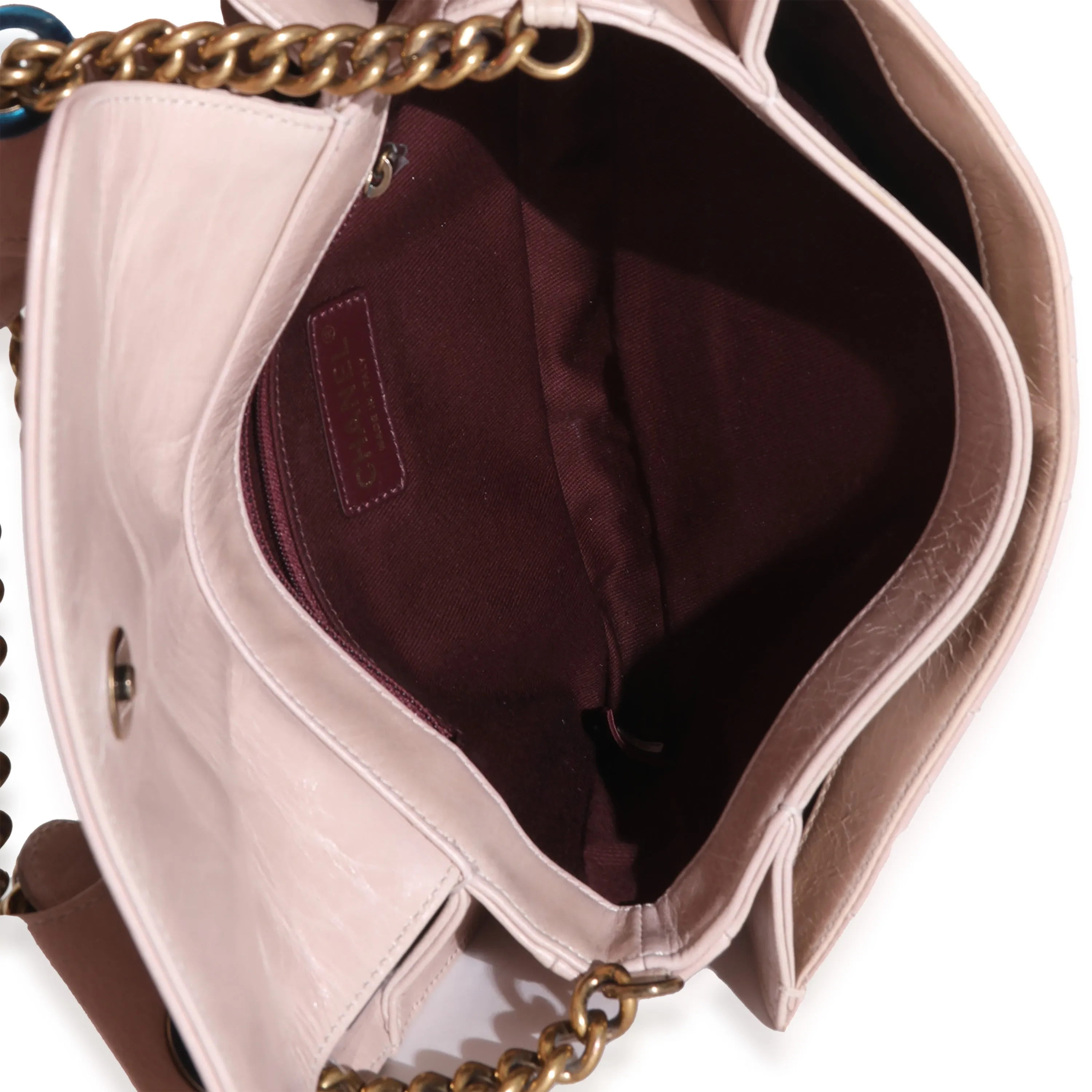 Beige Quilted Calfskin Perfect Edge Flap Bag