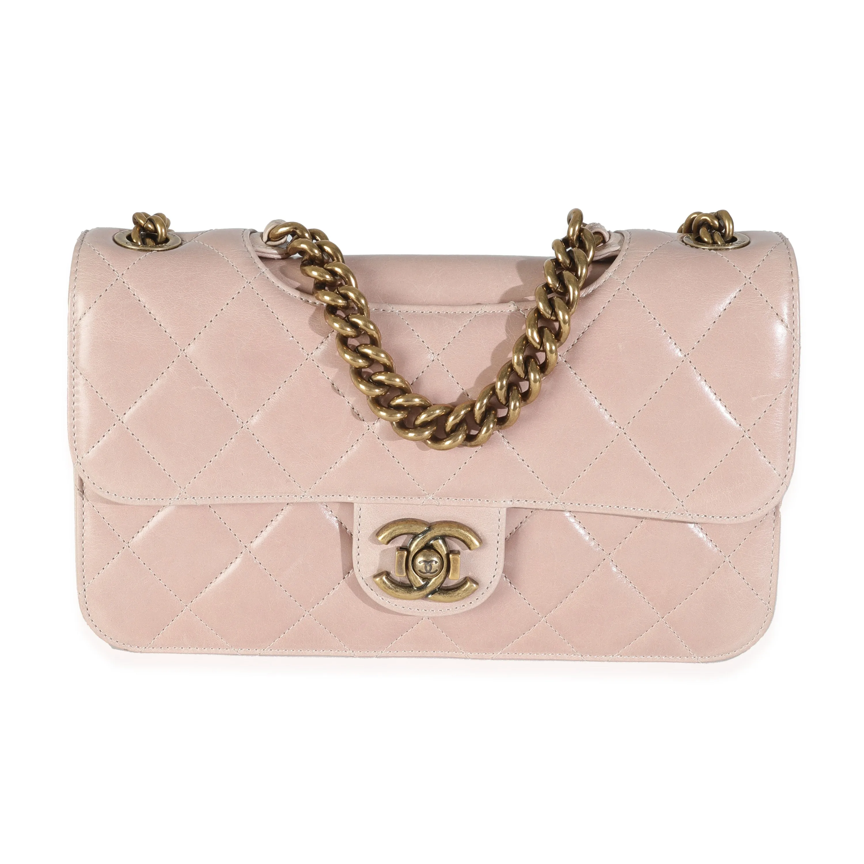 Beige Quilted Calfskin Perfect Edge Flap Bag