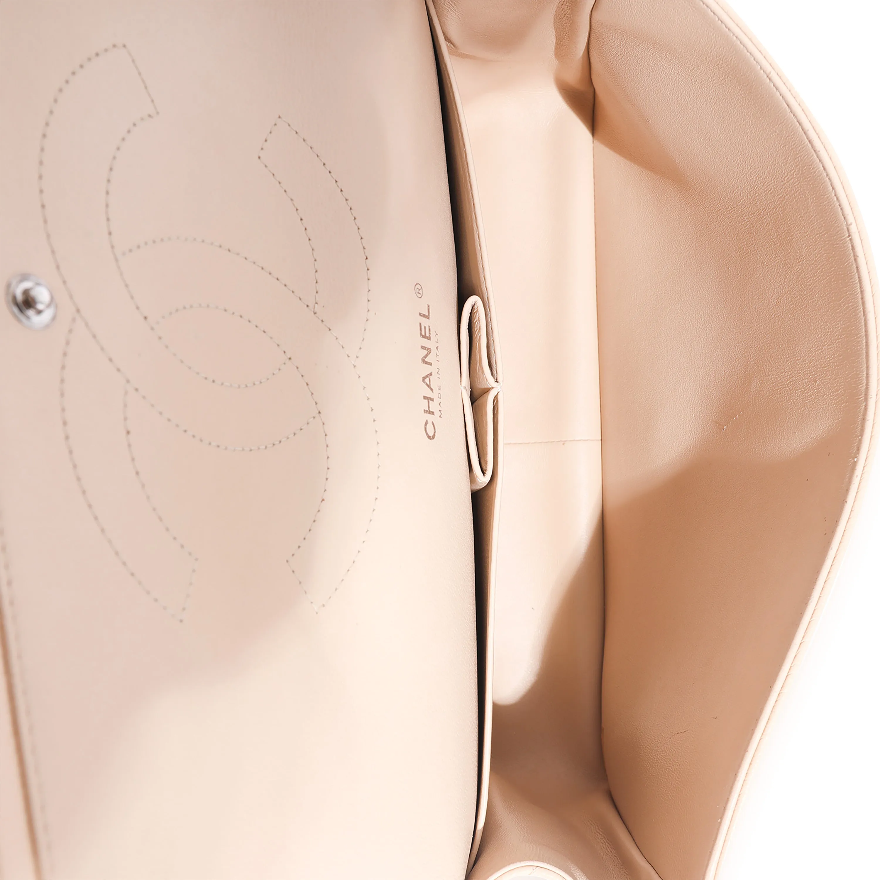 Beige Quilted Caviar Jumbo Classic Double Flap Bag