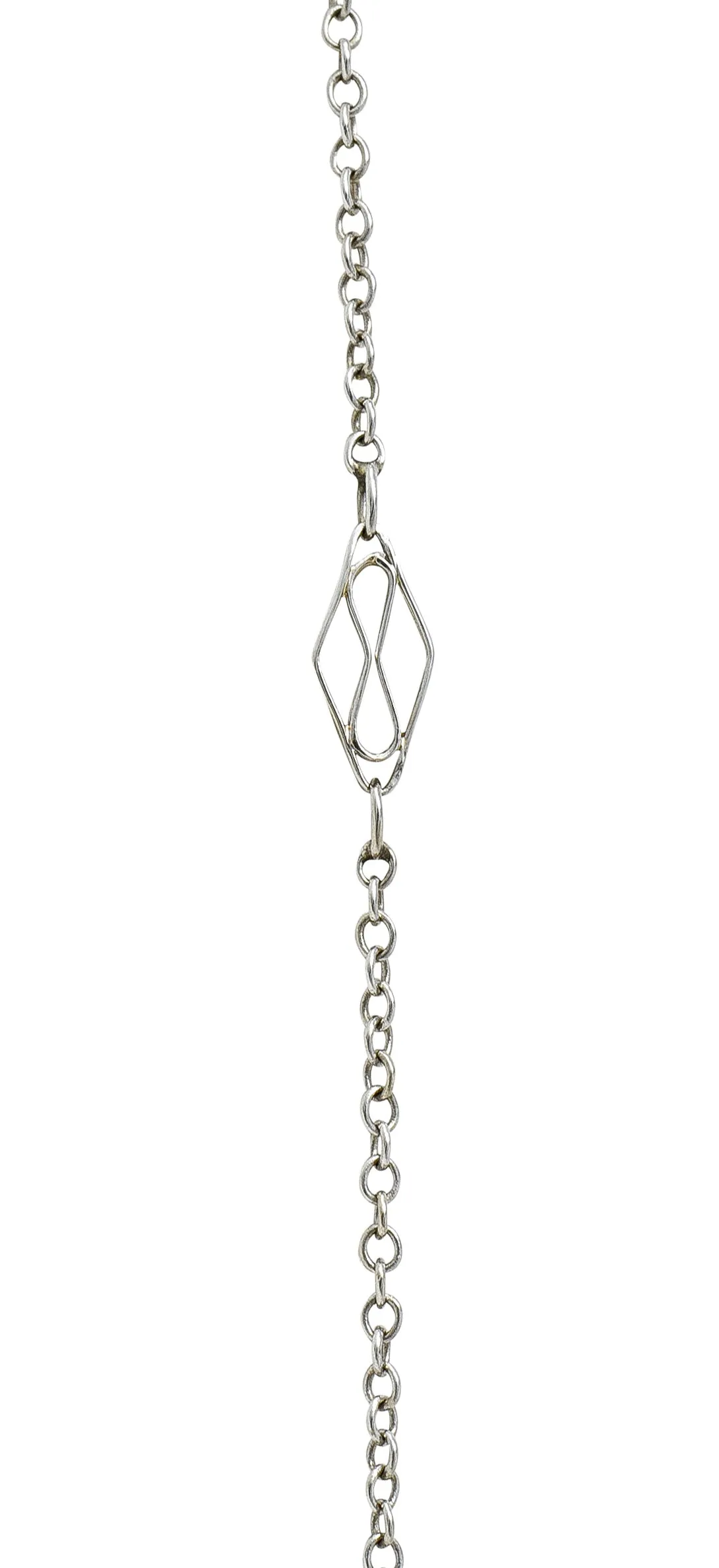 Belle Epoque Diamond Platinum Ribboned Bow Station Necklace