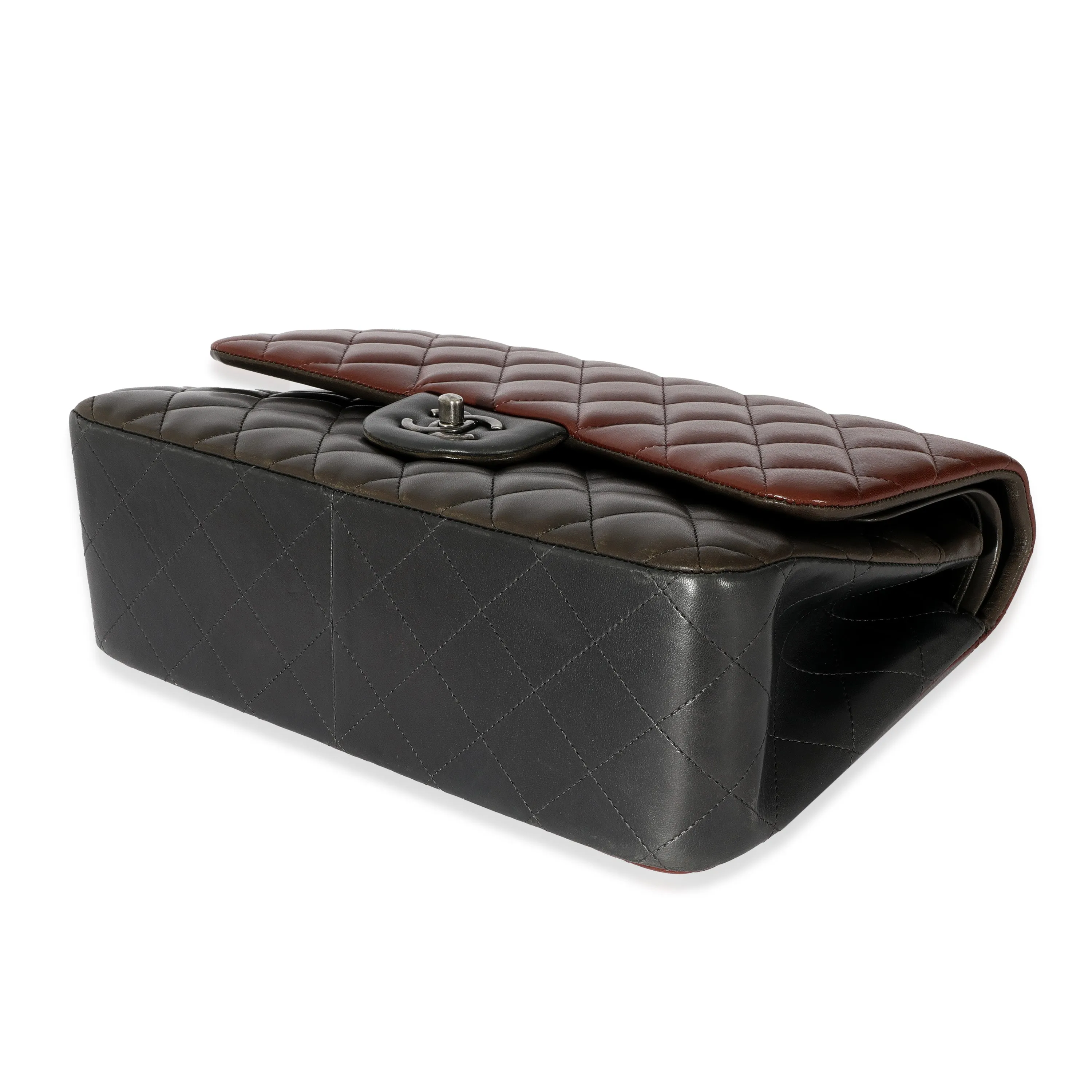 Bi-Color Quilted Lambskin Jumbo Double Flap Bag