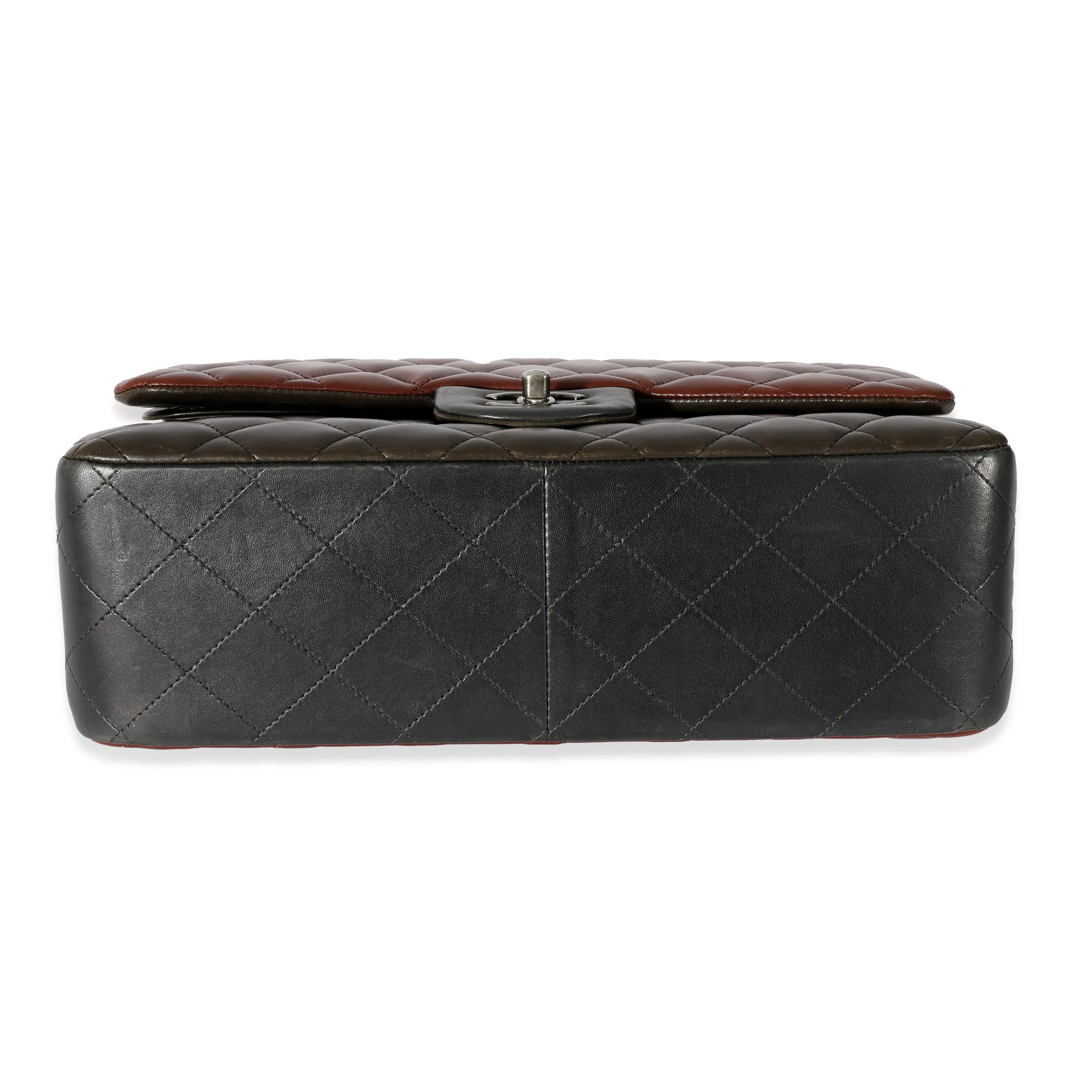 Bi-Color Quilted Lambskin Jumbo Double Flap Bag