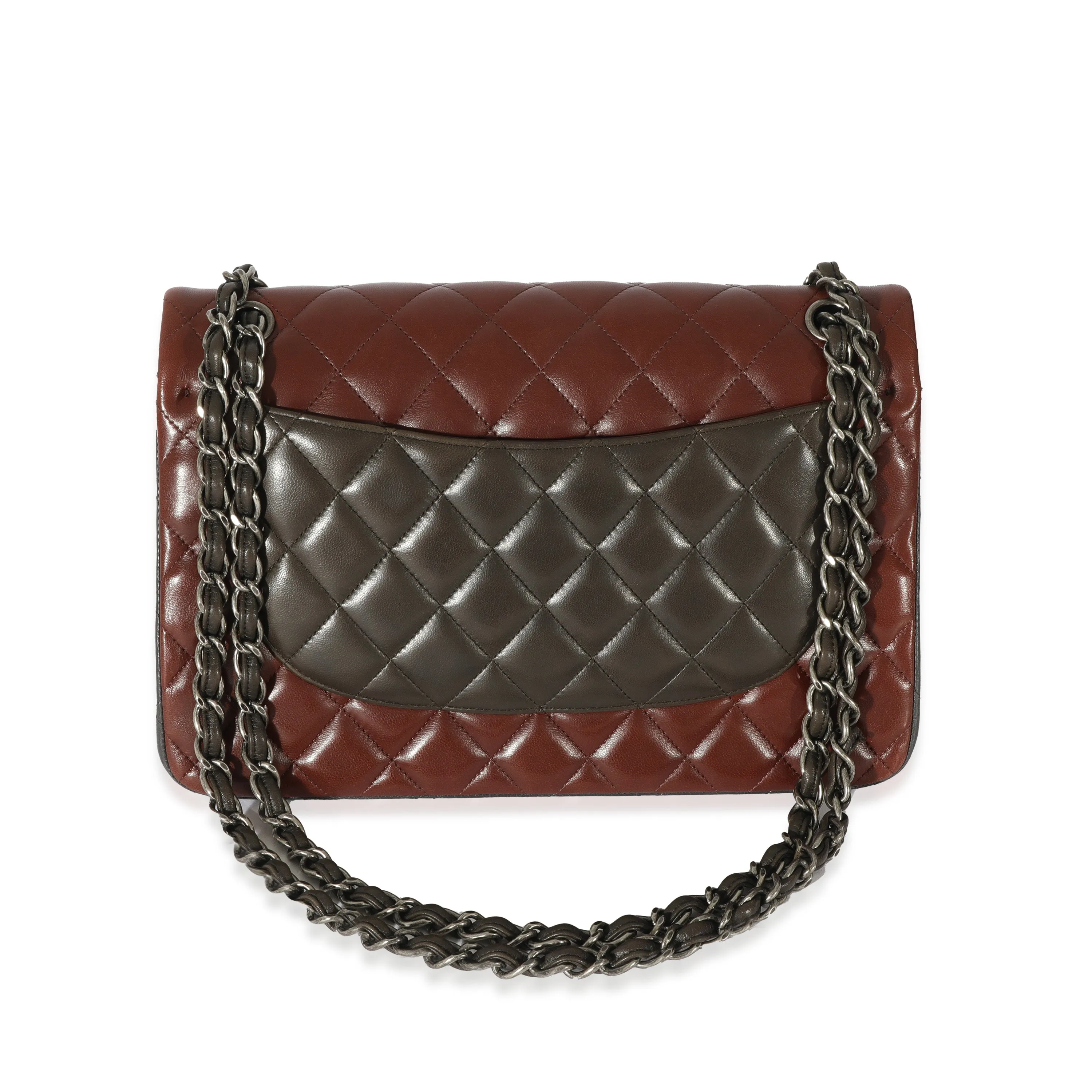 Bi-Color Quilted Lambskin Jumbo Double Flap Bag