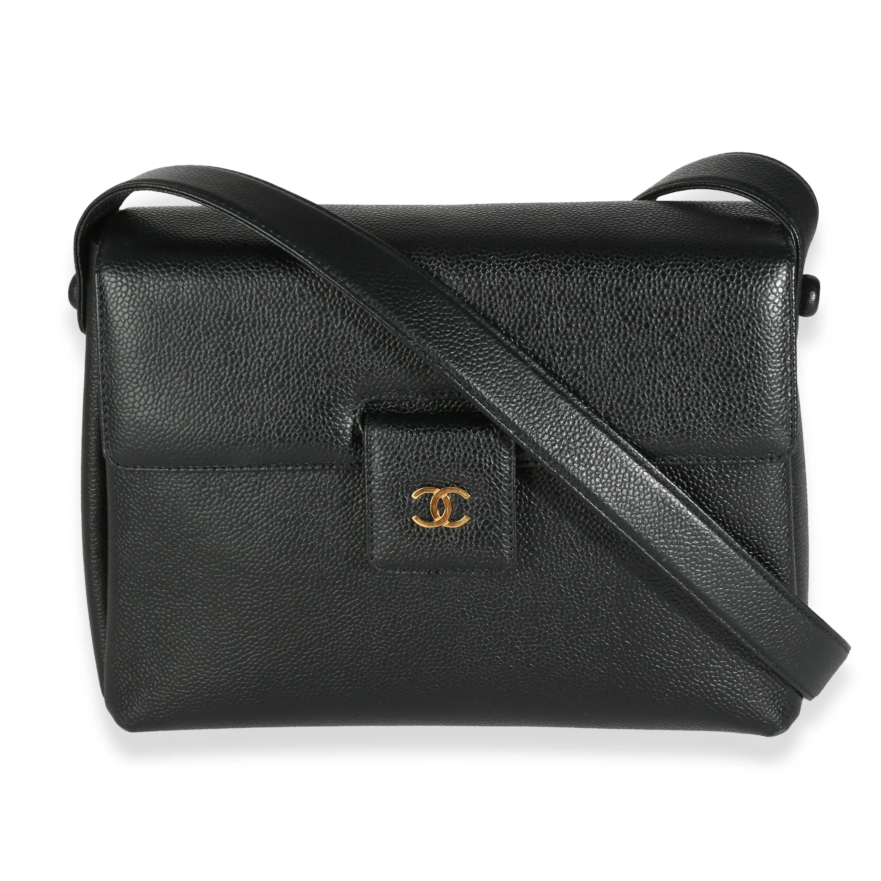 Black Caviar CC Flap Shoulder Bag