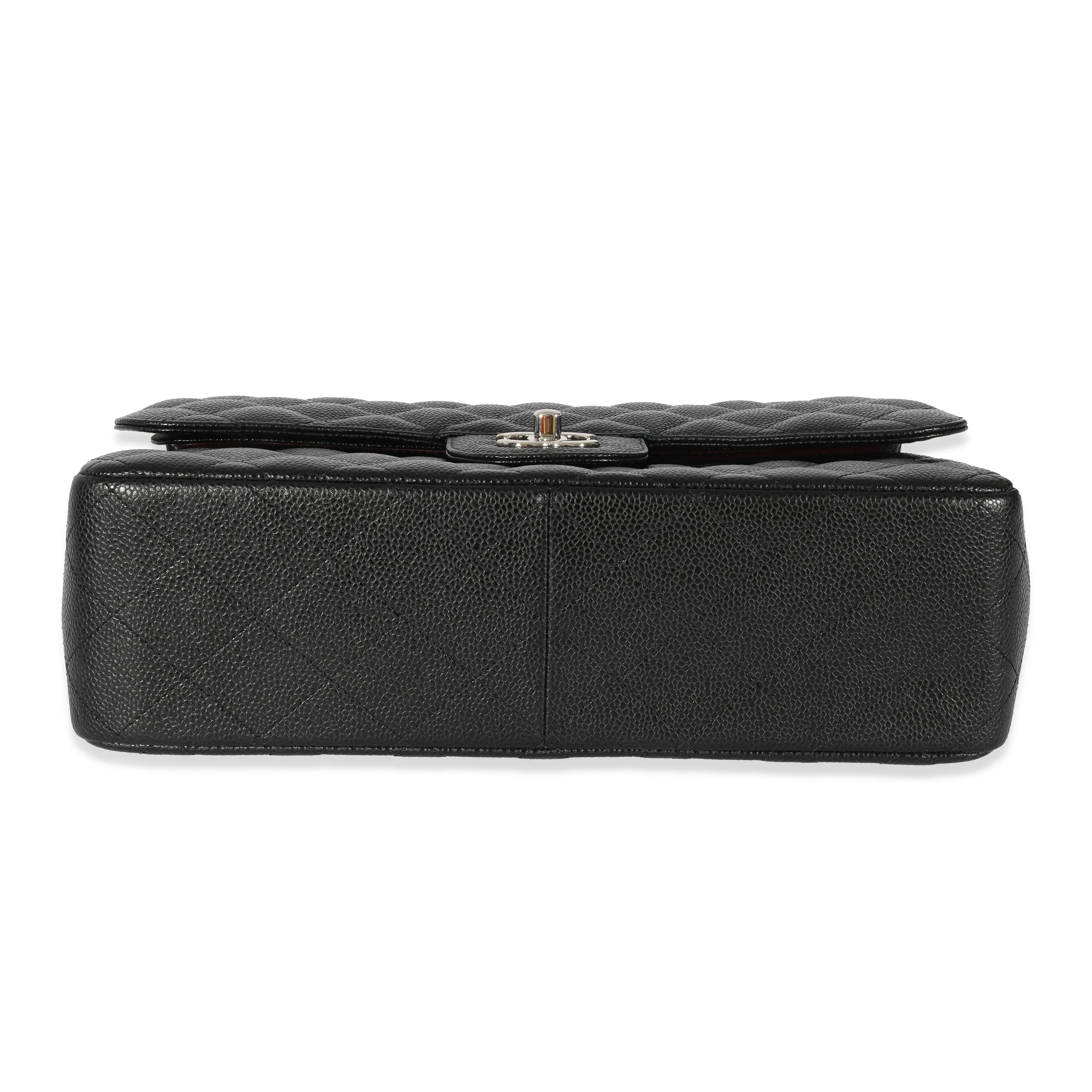 Black Caviar Jumbo Classic Double Flap Handbag