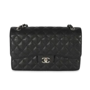 Black Caviar Jumbo Classic Double Flap Handbag