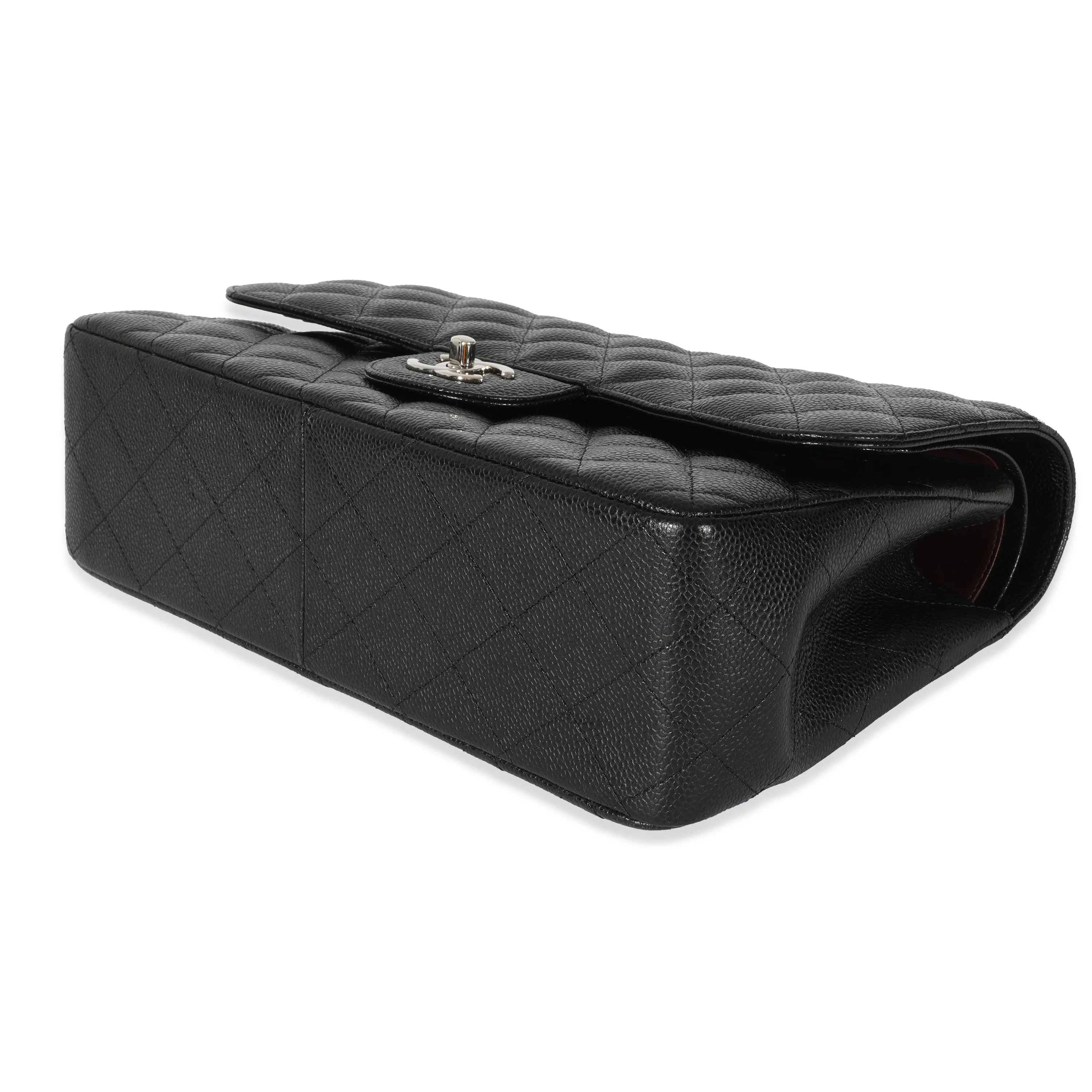 Black Caviar Jumbo Classic Double Flap Handbag